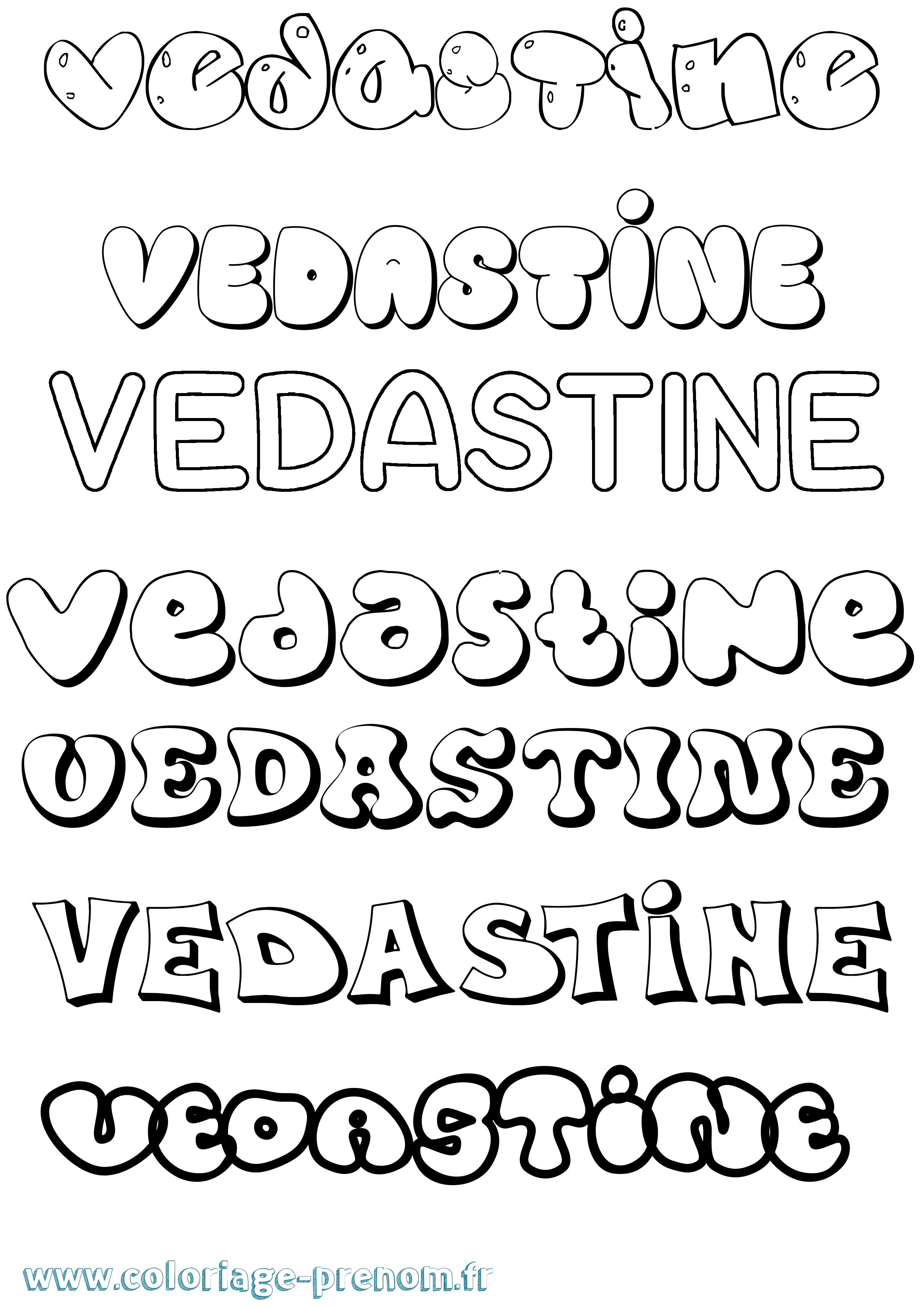 Coloriage prénom Vedastine Bubble