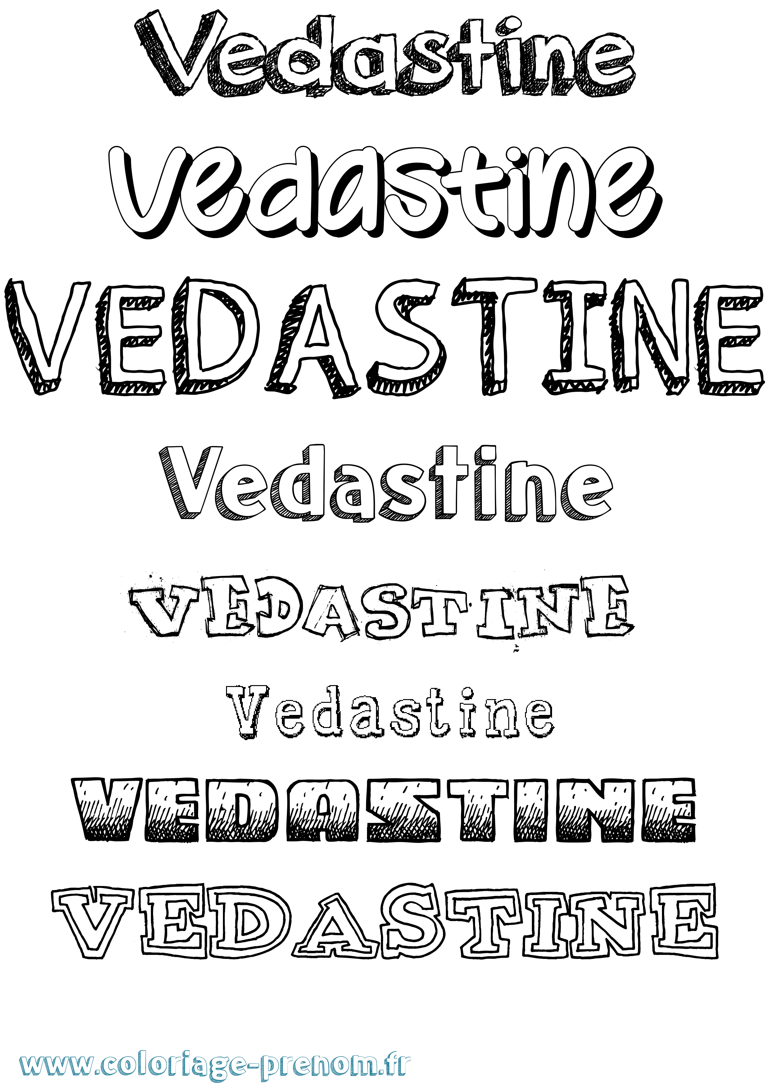 Coloriage prénom Vedastine Dessiné