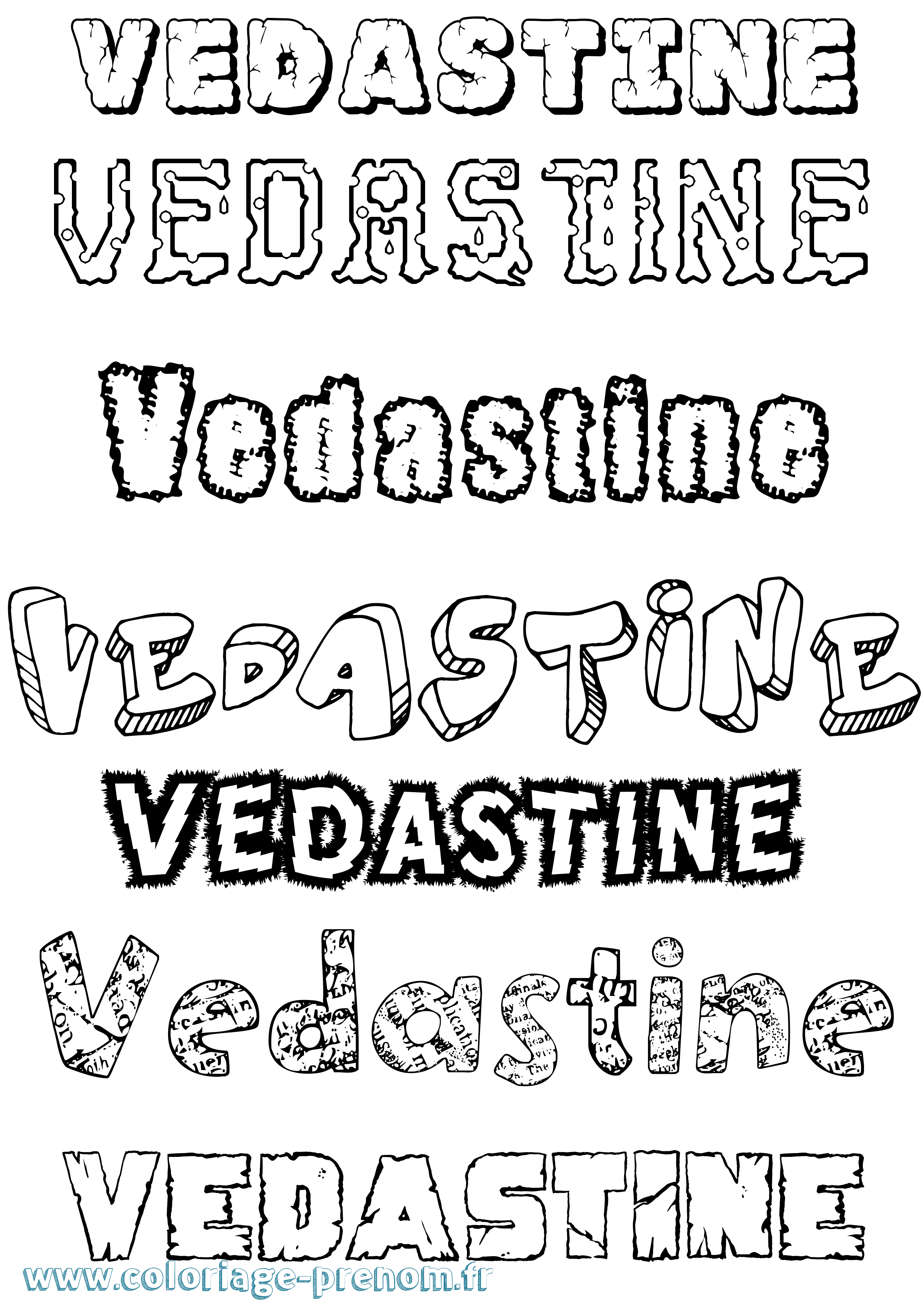Coloriage prénom Vedastine Destructuré