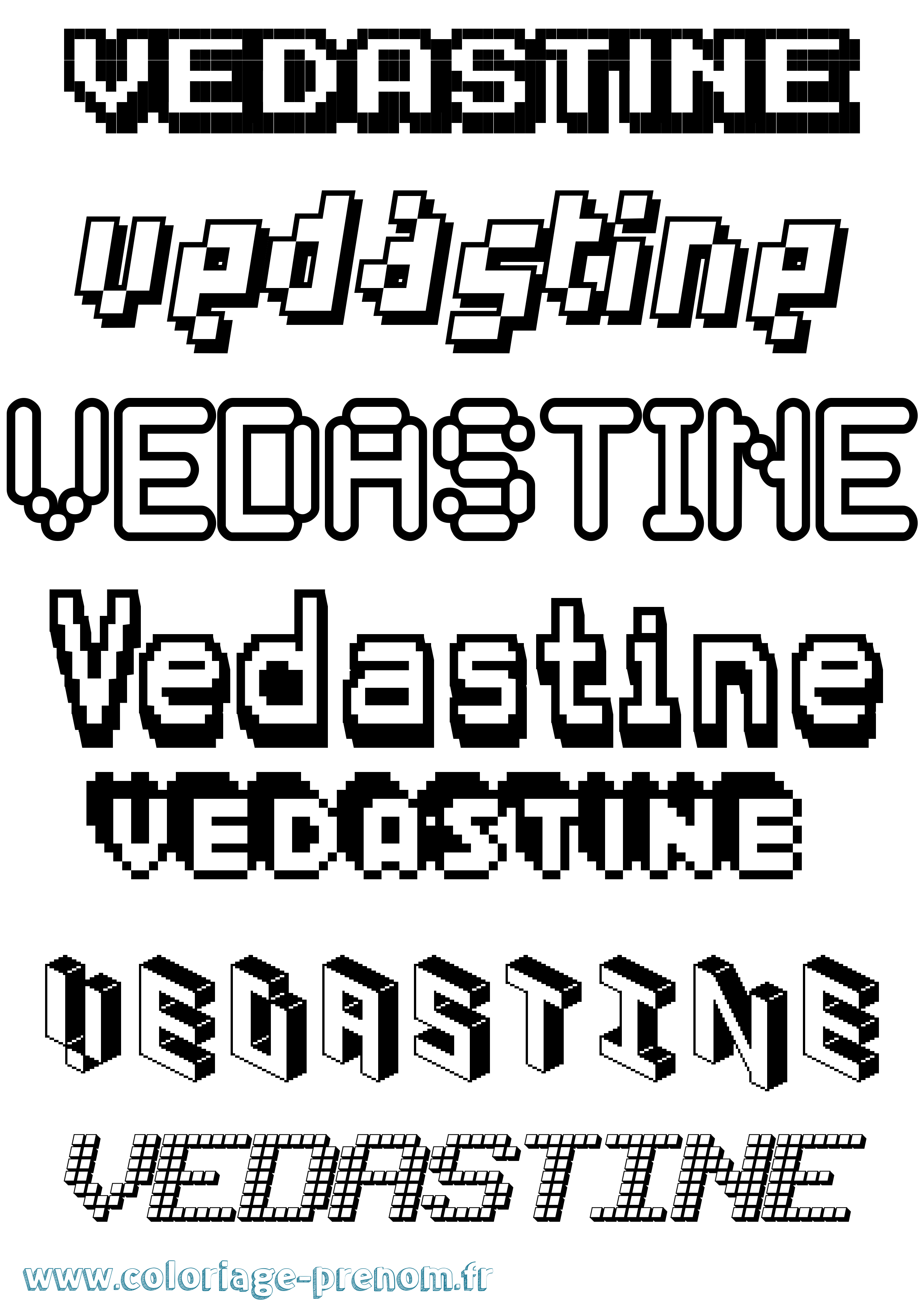 Coloriage prénom Vedastine Pixel