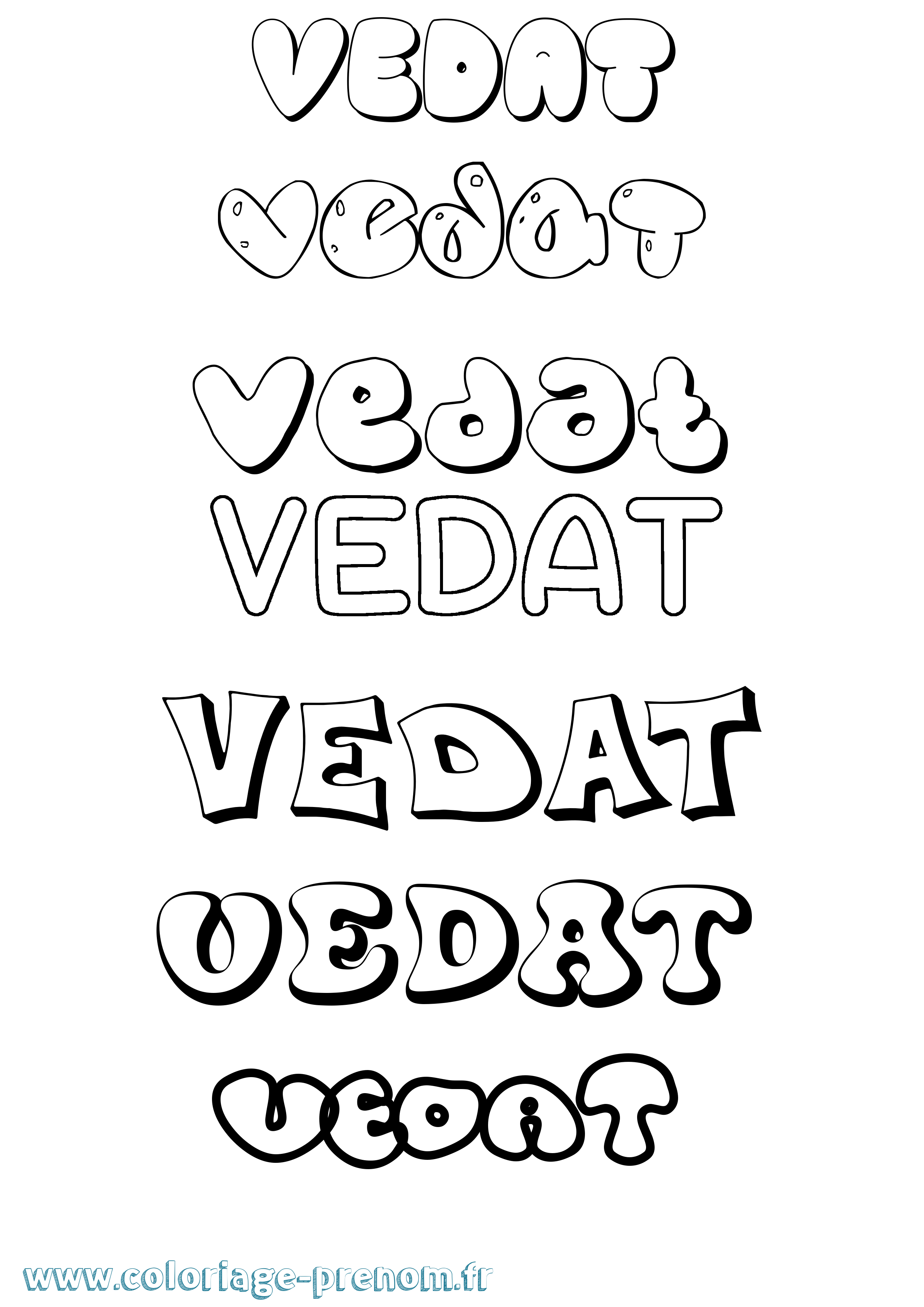 Coloriage prénom Vedat Bubble
