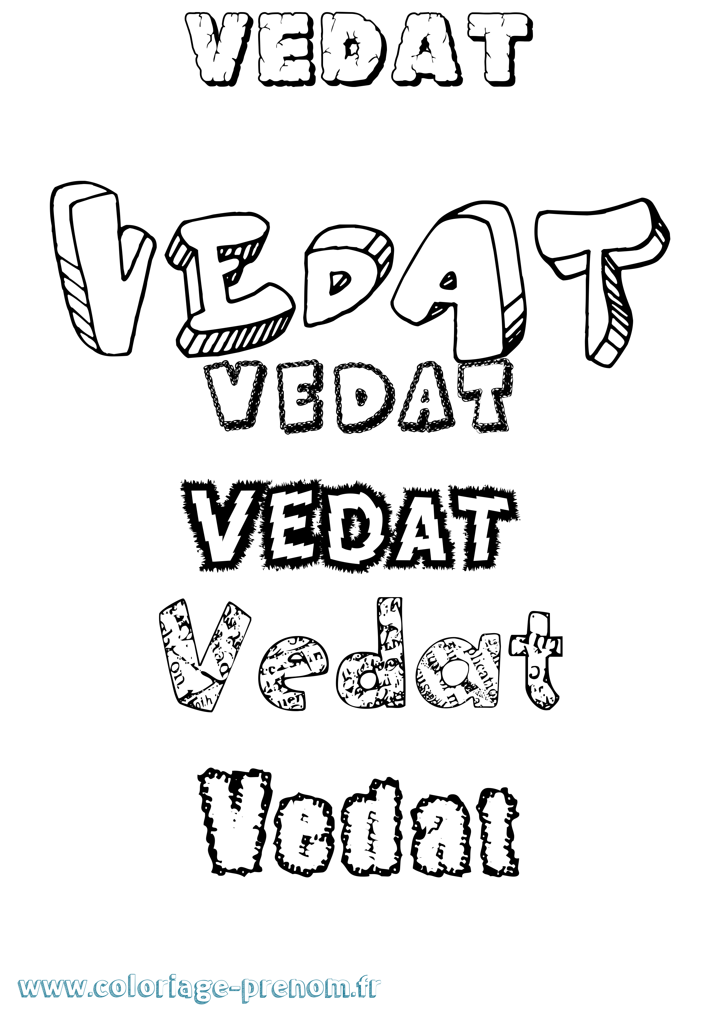 Coloriage prénom Vedat Destructuré