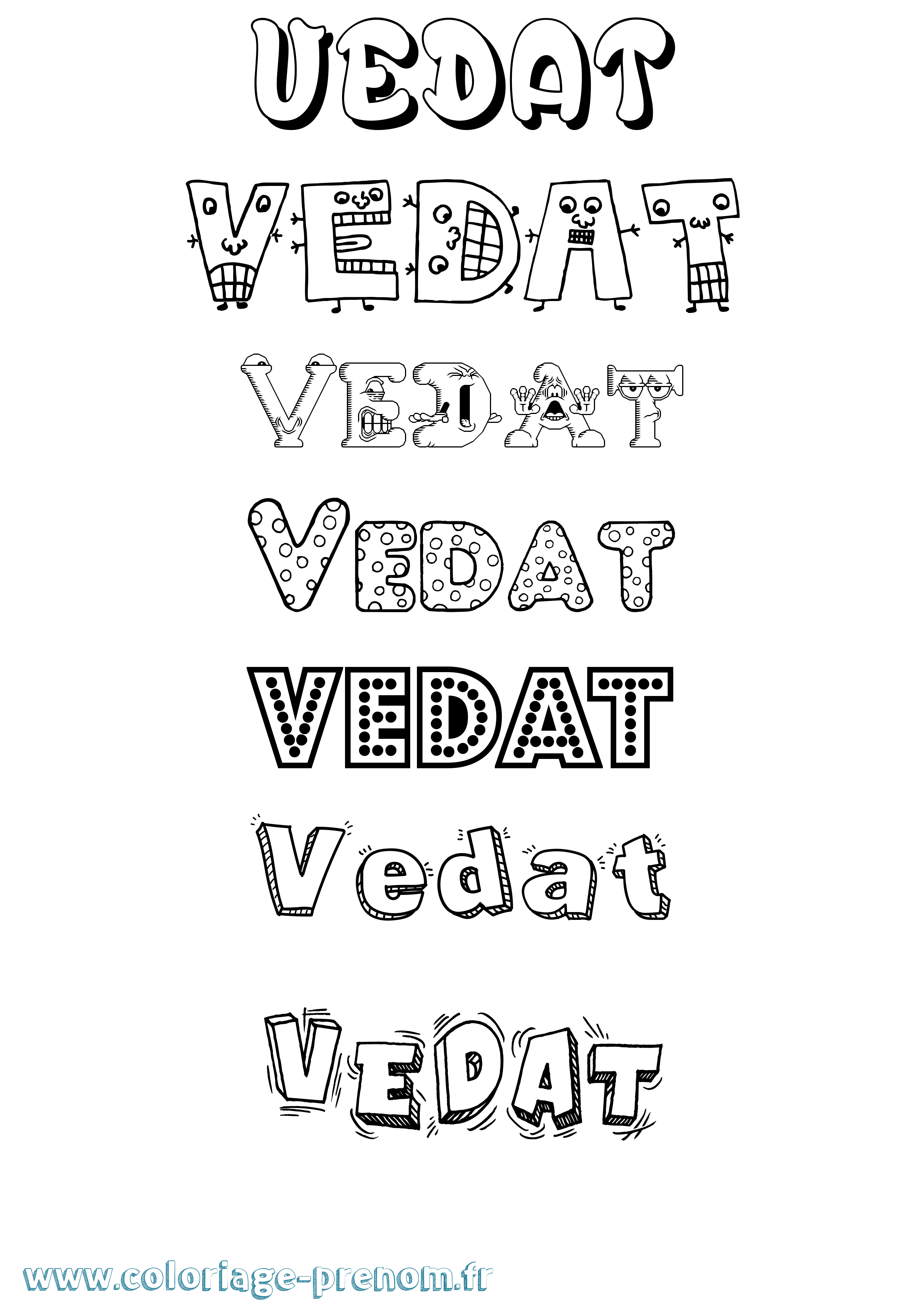 Coloriage prénom Vedat Fun