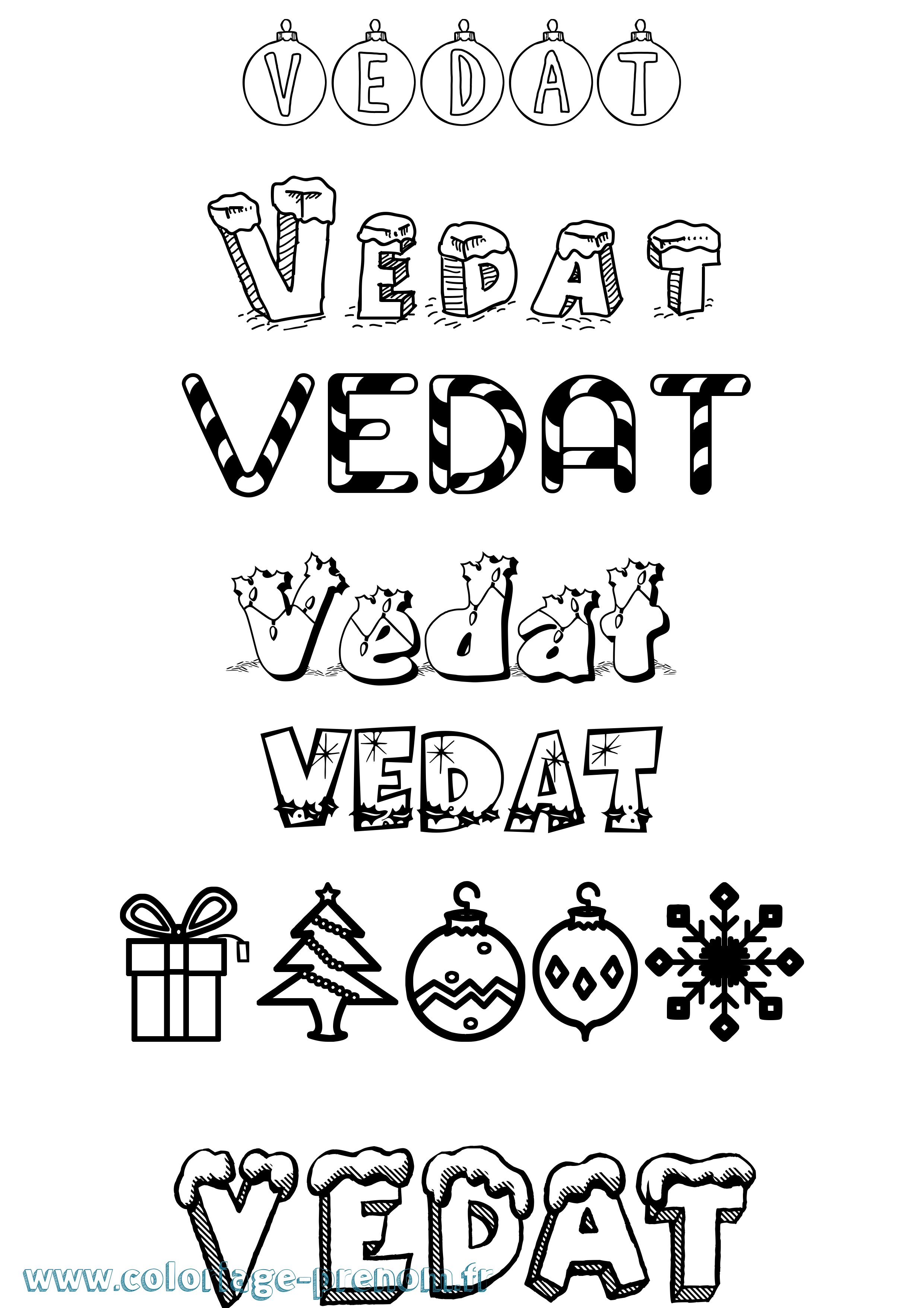 Coloriage prénom Vedat Noël
