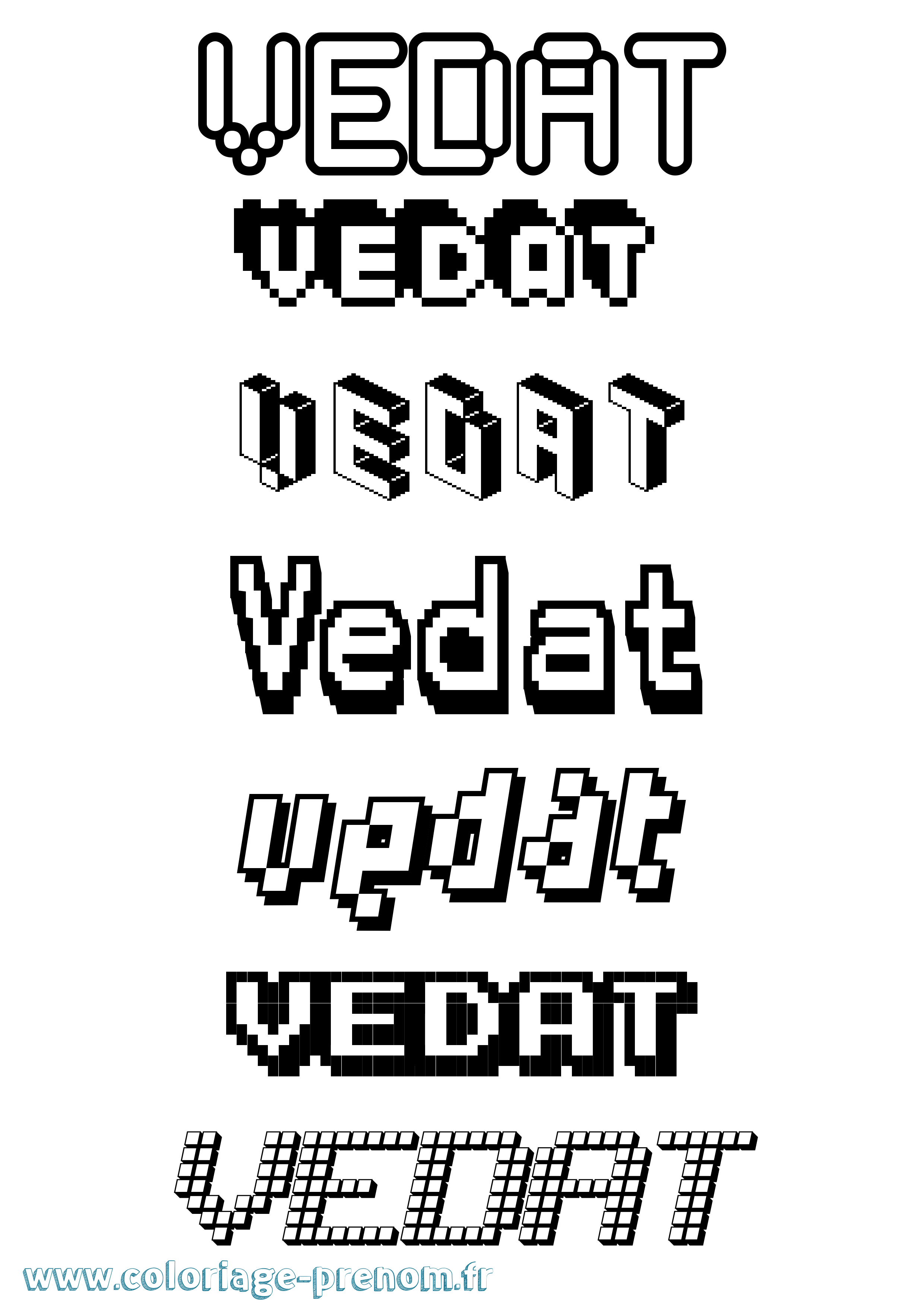 Coloriage prénom Vedat Pixel