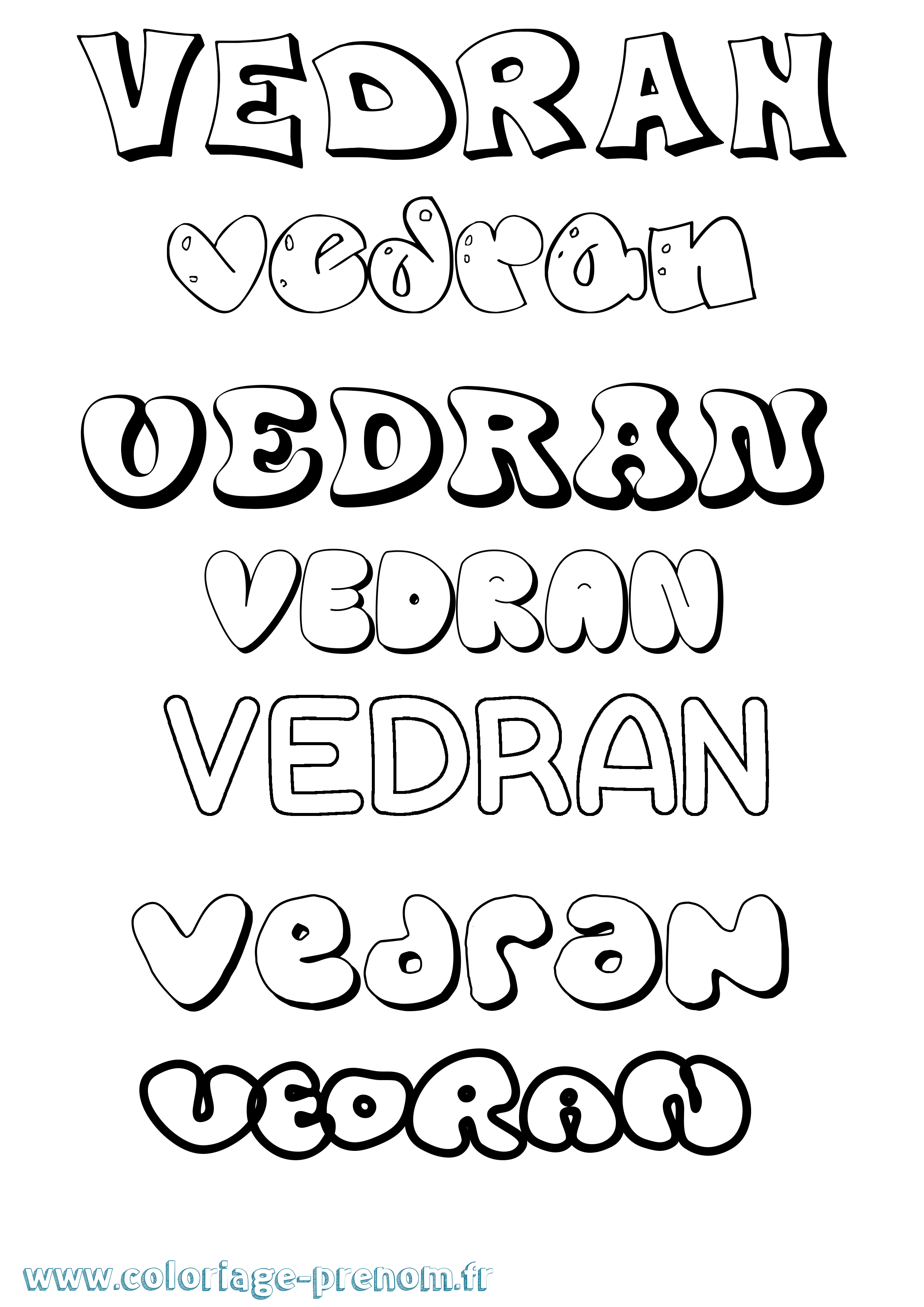 Coloriage Vedran Bubble Coloriage prénom Vedran Bubble