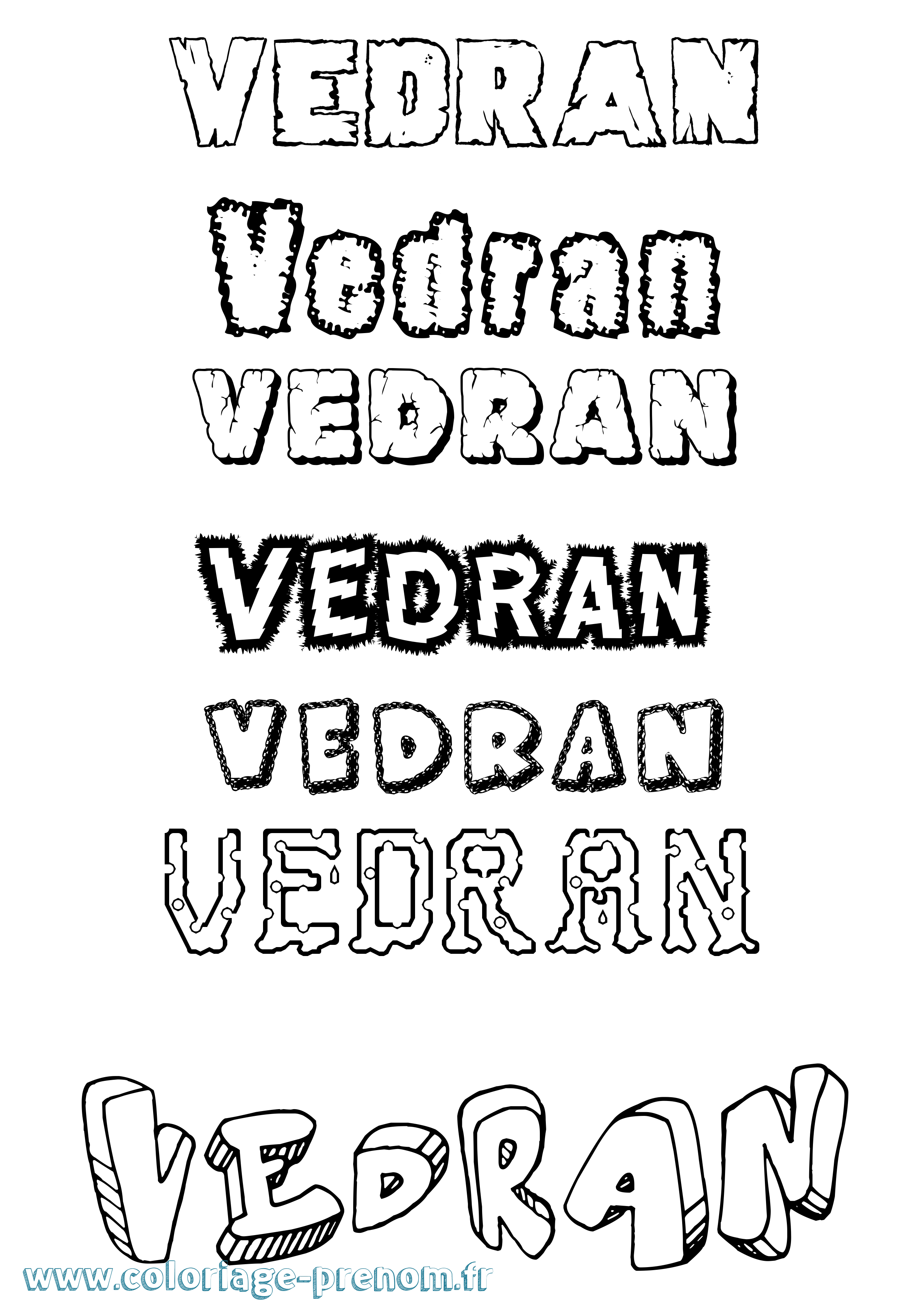 Coloriage Vedran Destructuré Coloriage prénom Vedran Destructuré