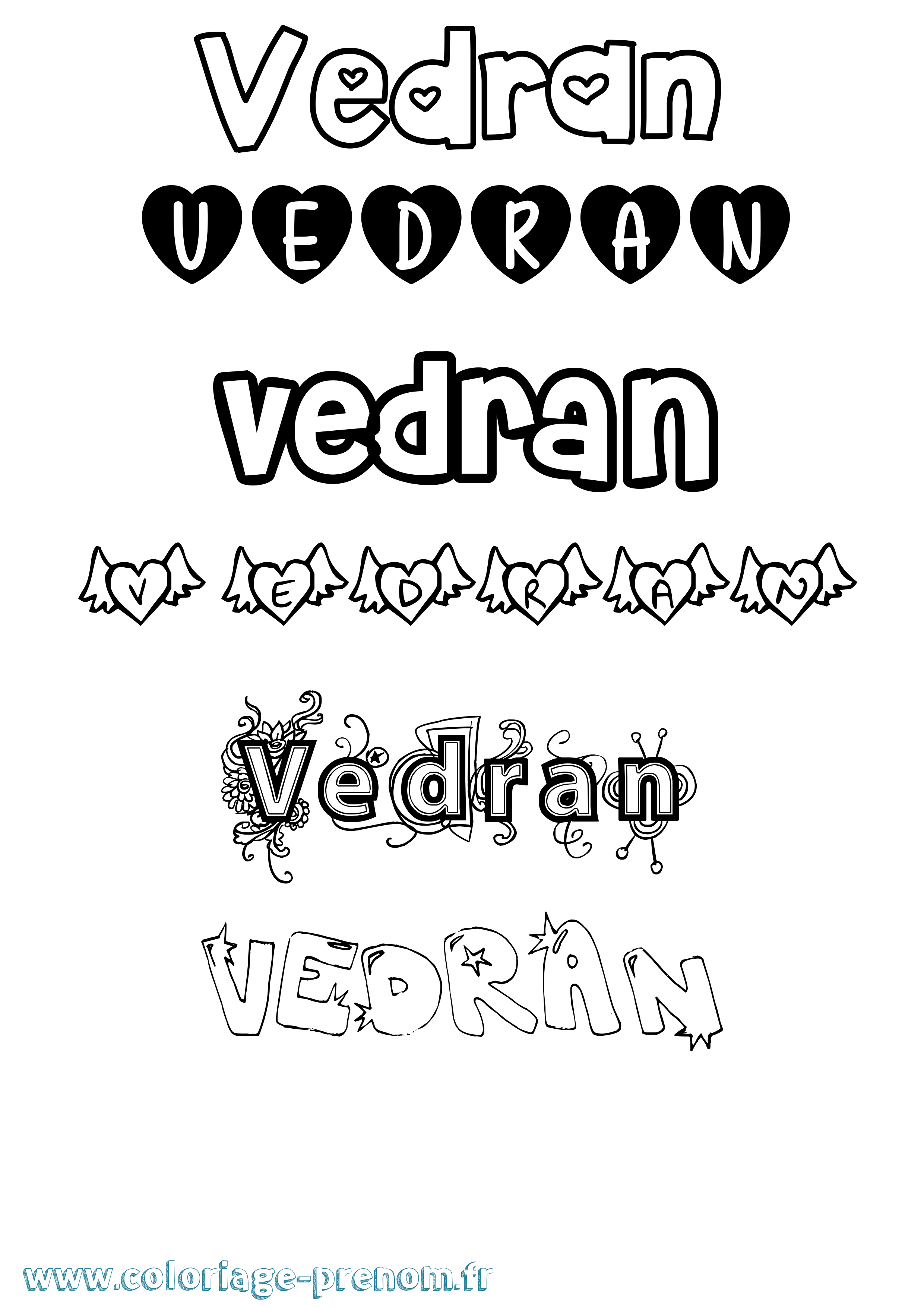 Coloriage Vedran Girly Coloriage prénom Vedran Girly