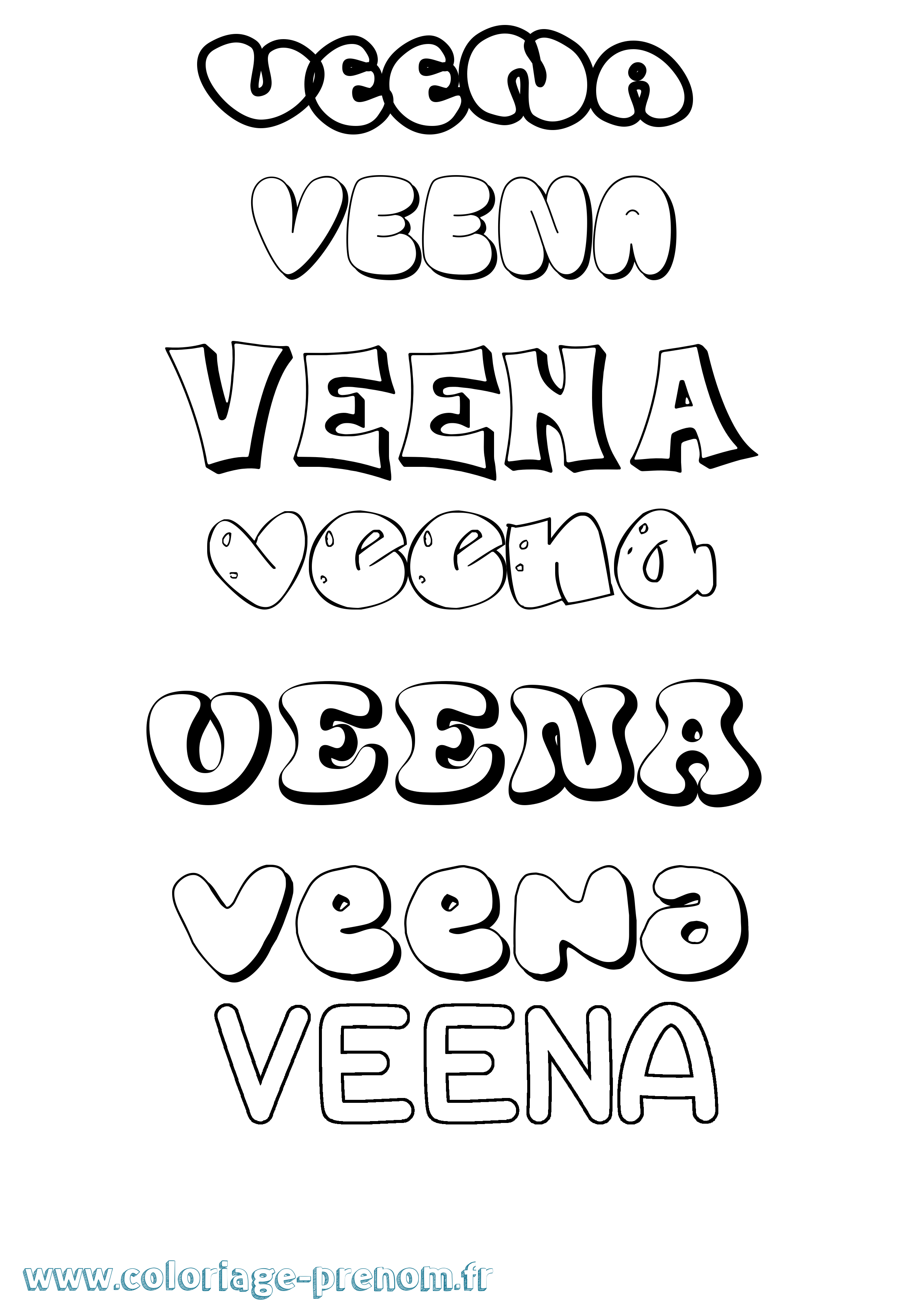 Coloriage Veena Bubble Coloriage prénom Veena Bubble