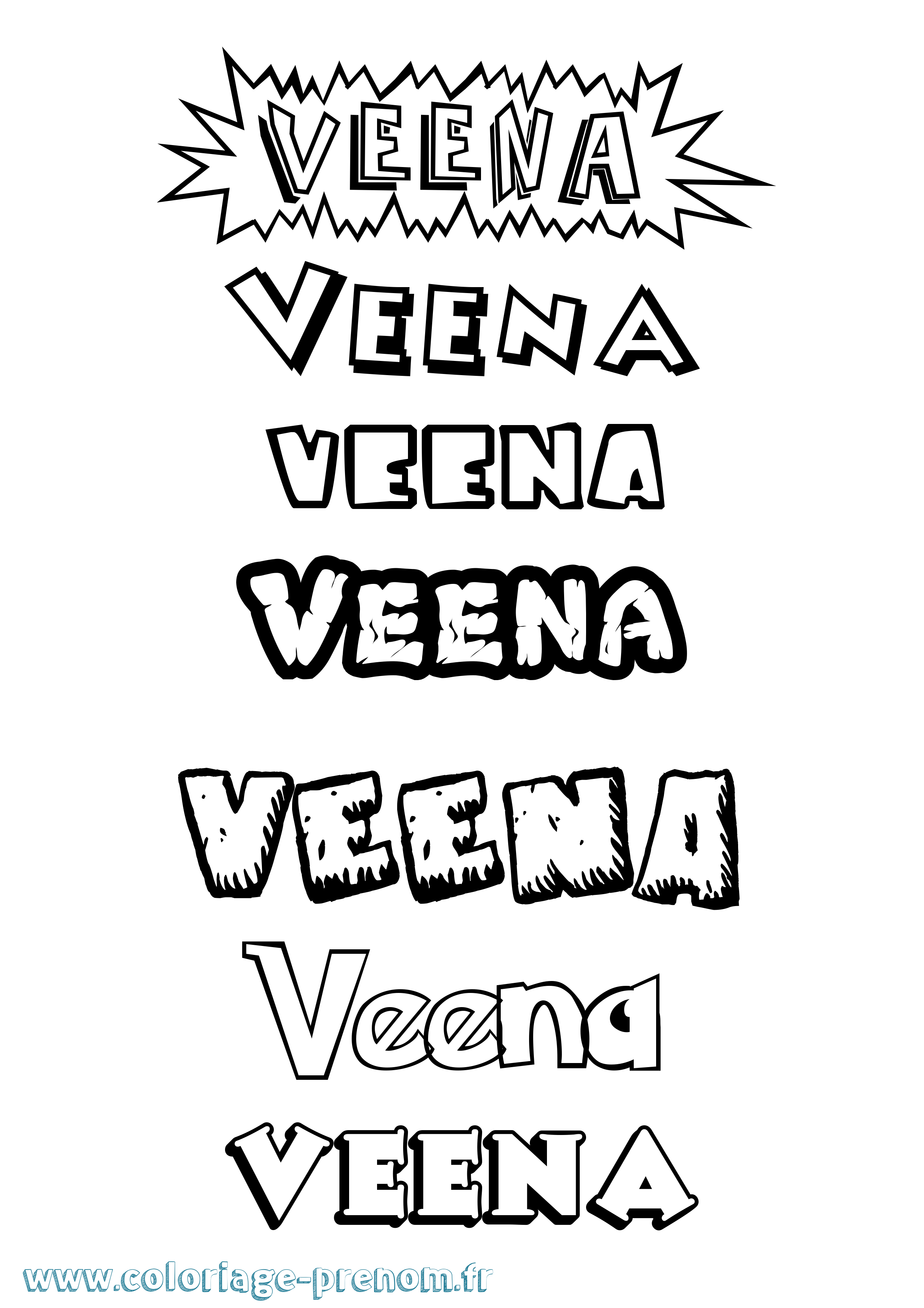 Coloriage Veena Dessin Animé Coloriage prénom Veena Dessin Animé