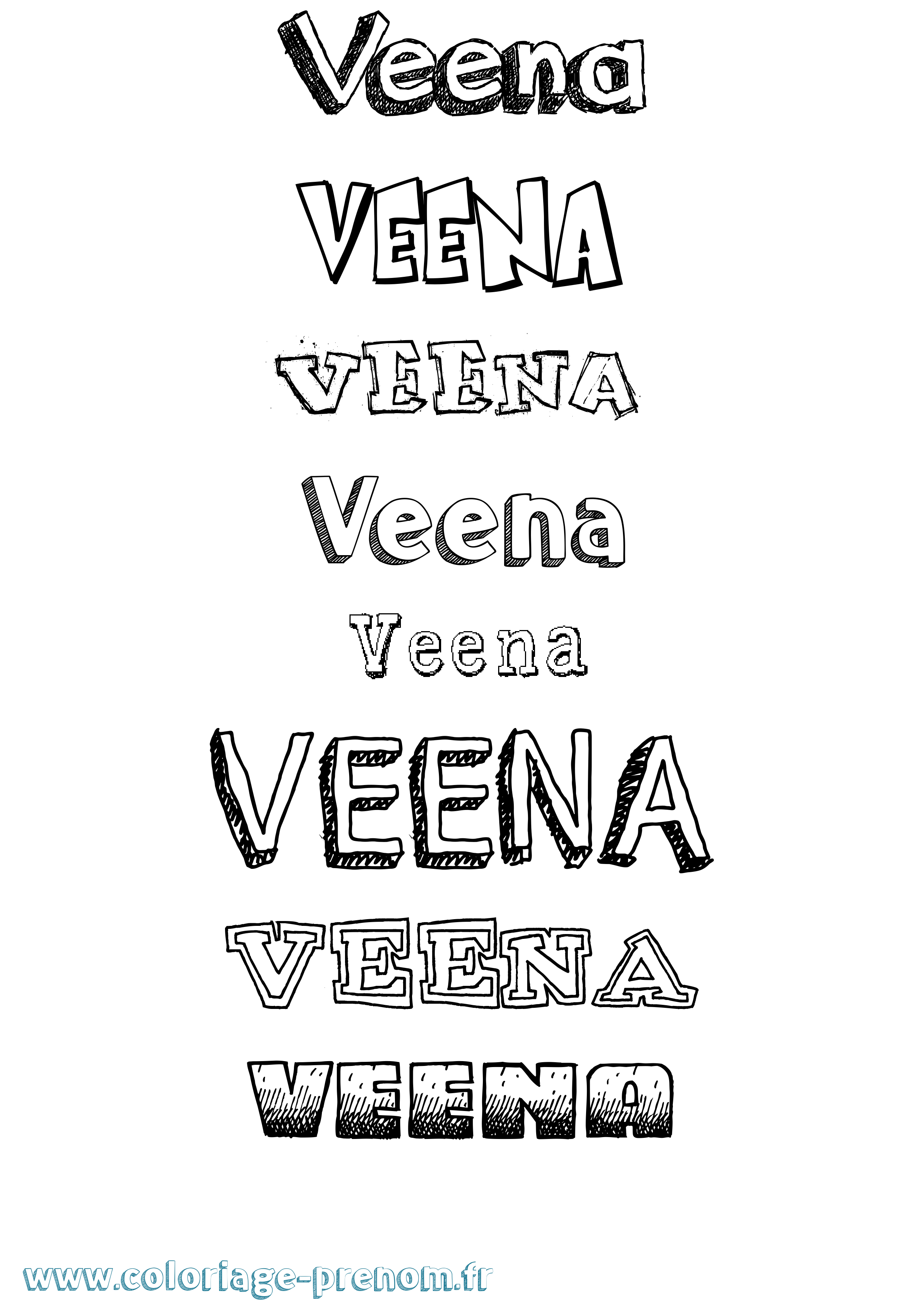 Coloriage prénom Veena Dessiné
