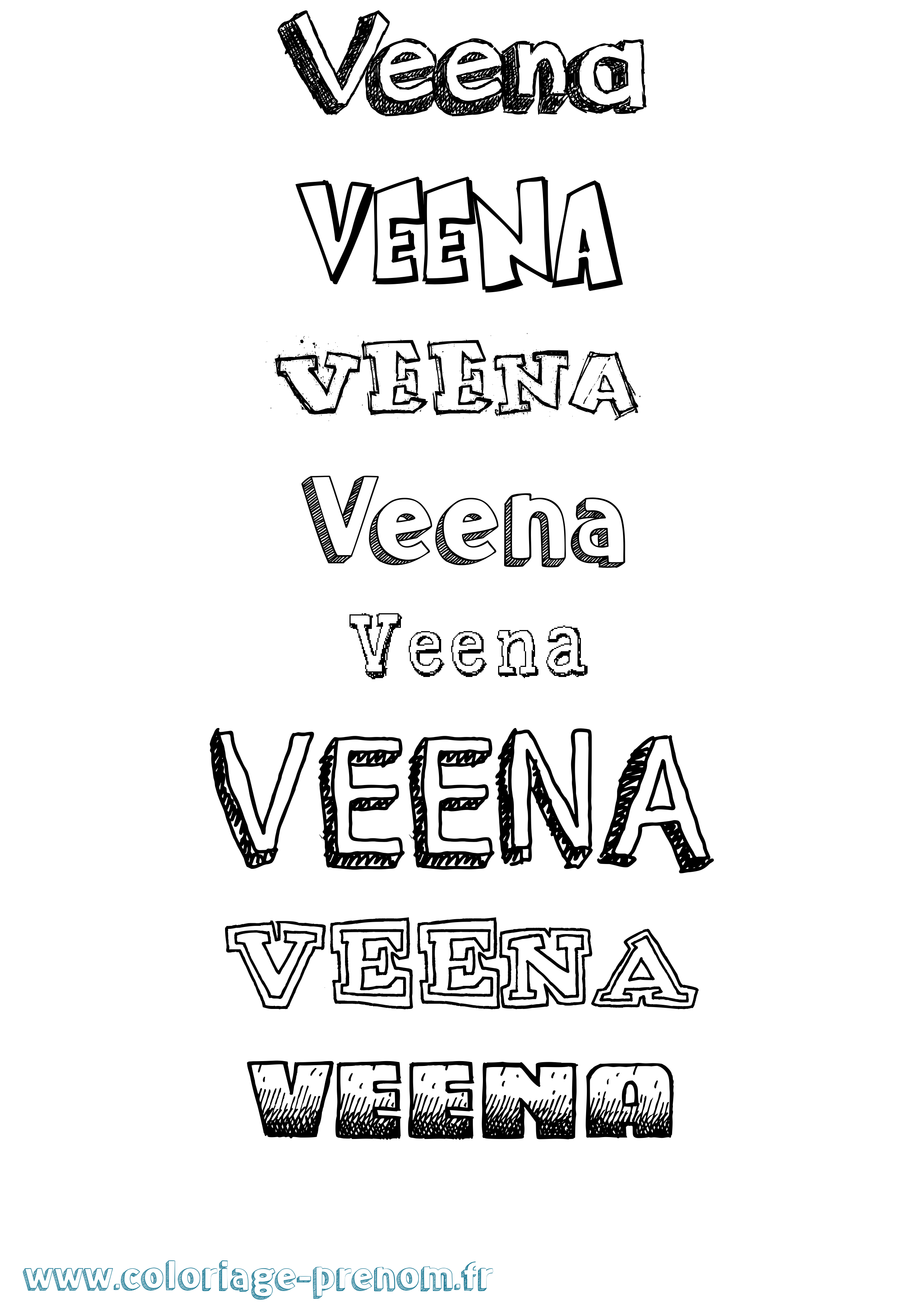 Coloriage Veena Dessiné Coloriage prénom Veena Dessiné