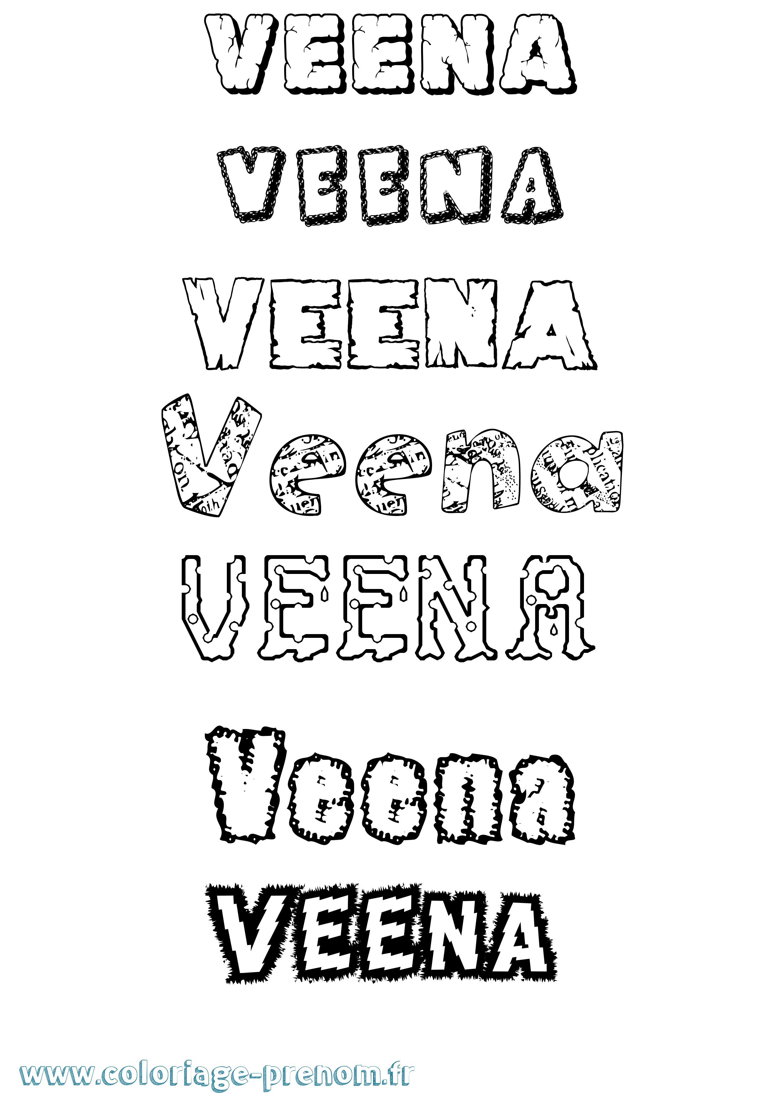 Coloriage prénom Veena Destructuré