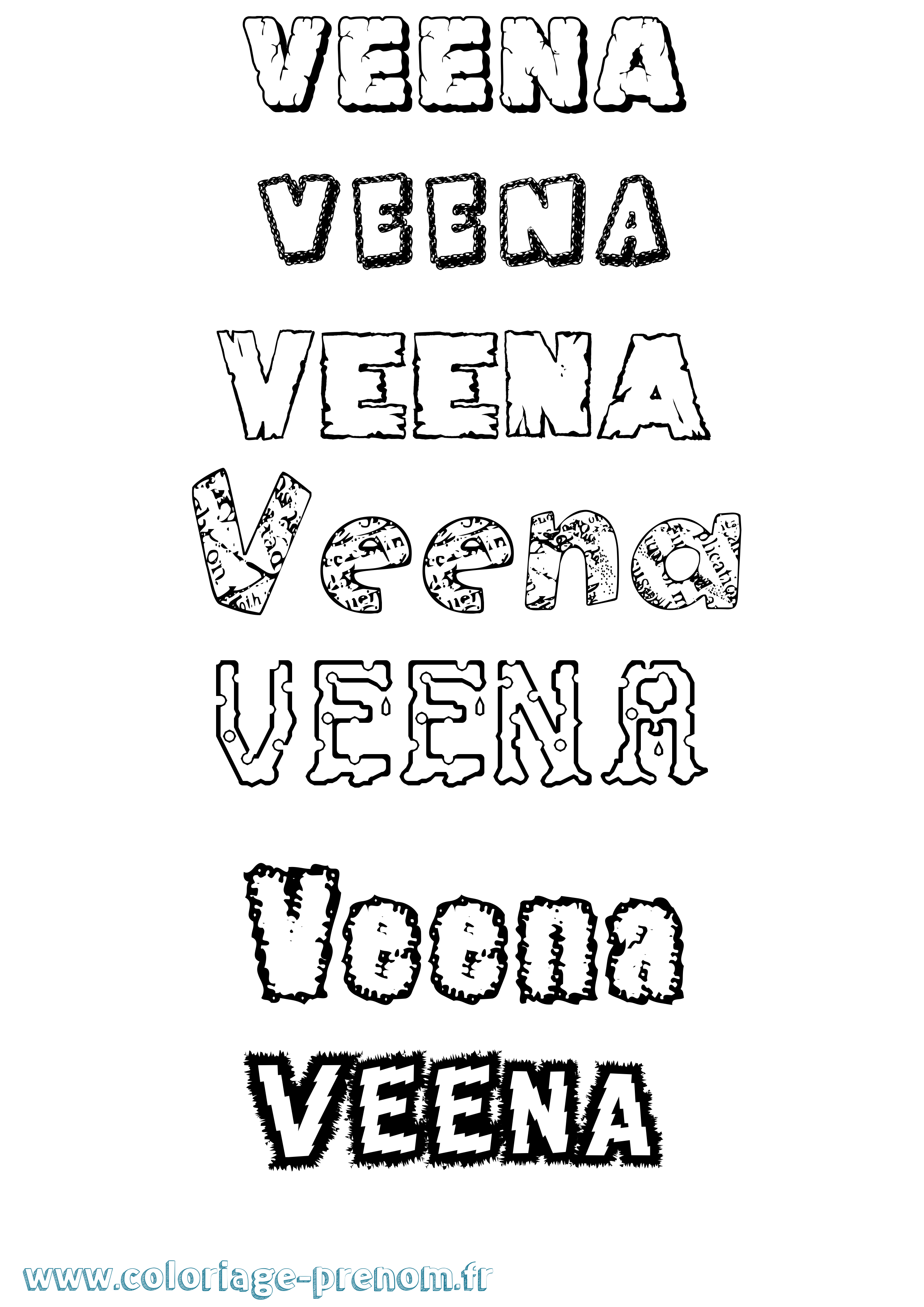 Coloriage Veena Destructuré Coloriage prénom Veena Destructuré
