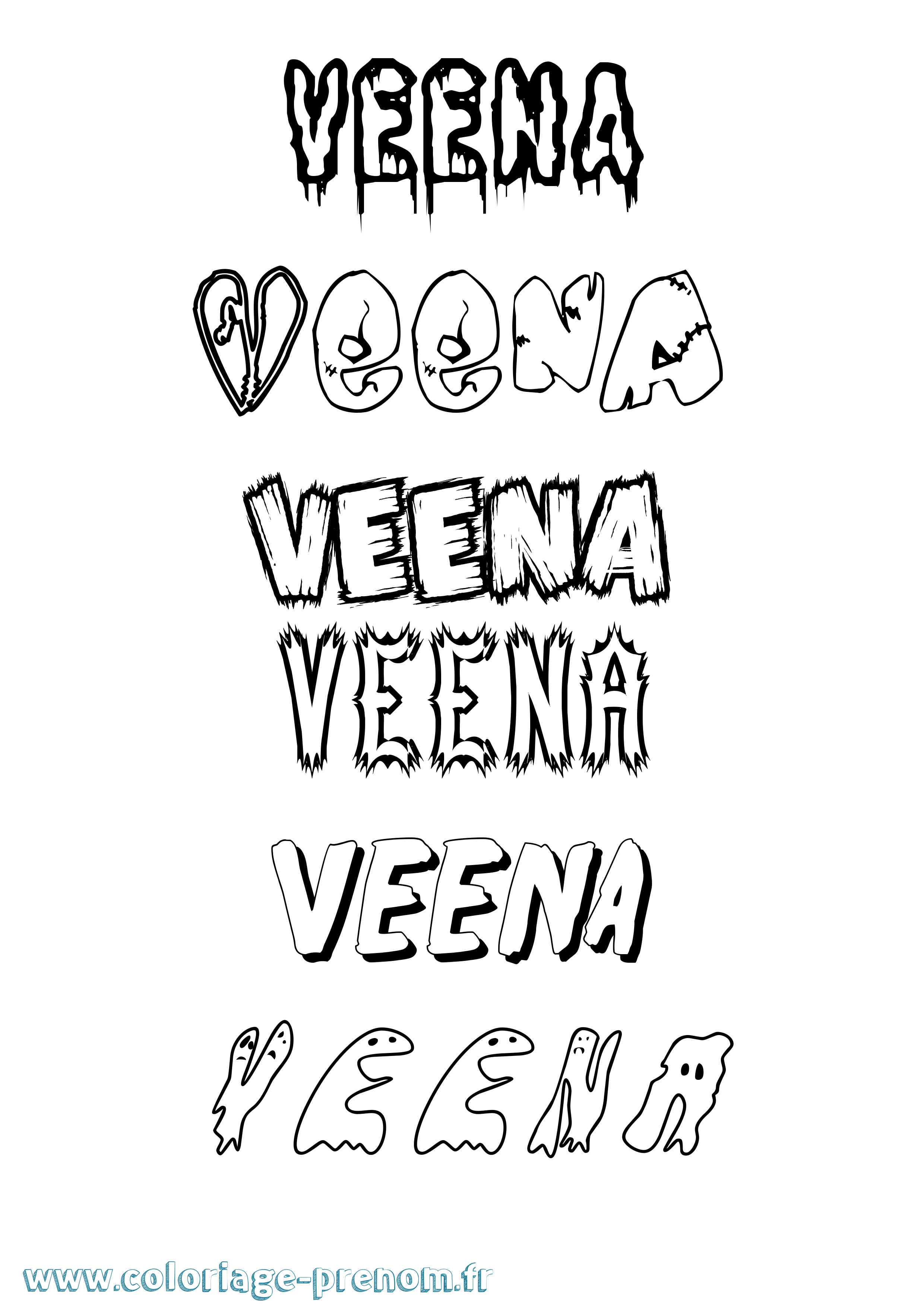 Coloriage Veena Frisson Coloriage prénom Veena Frisson