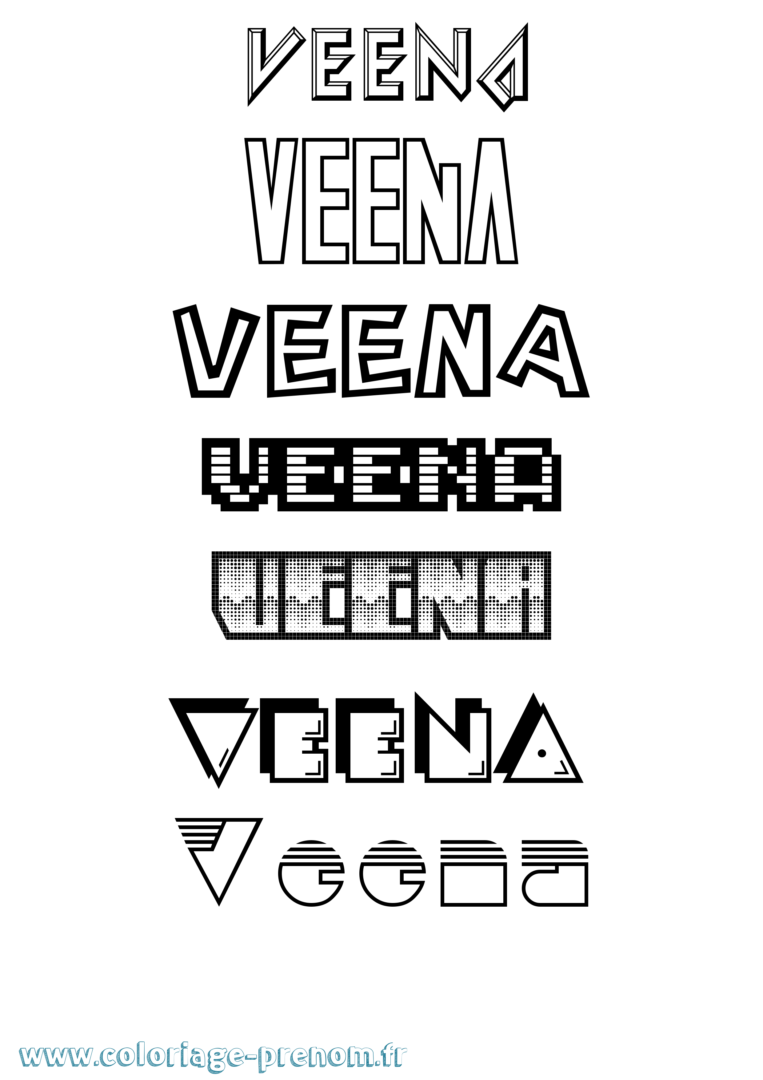 Coloriage prénom Veena Jeux Vidéos