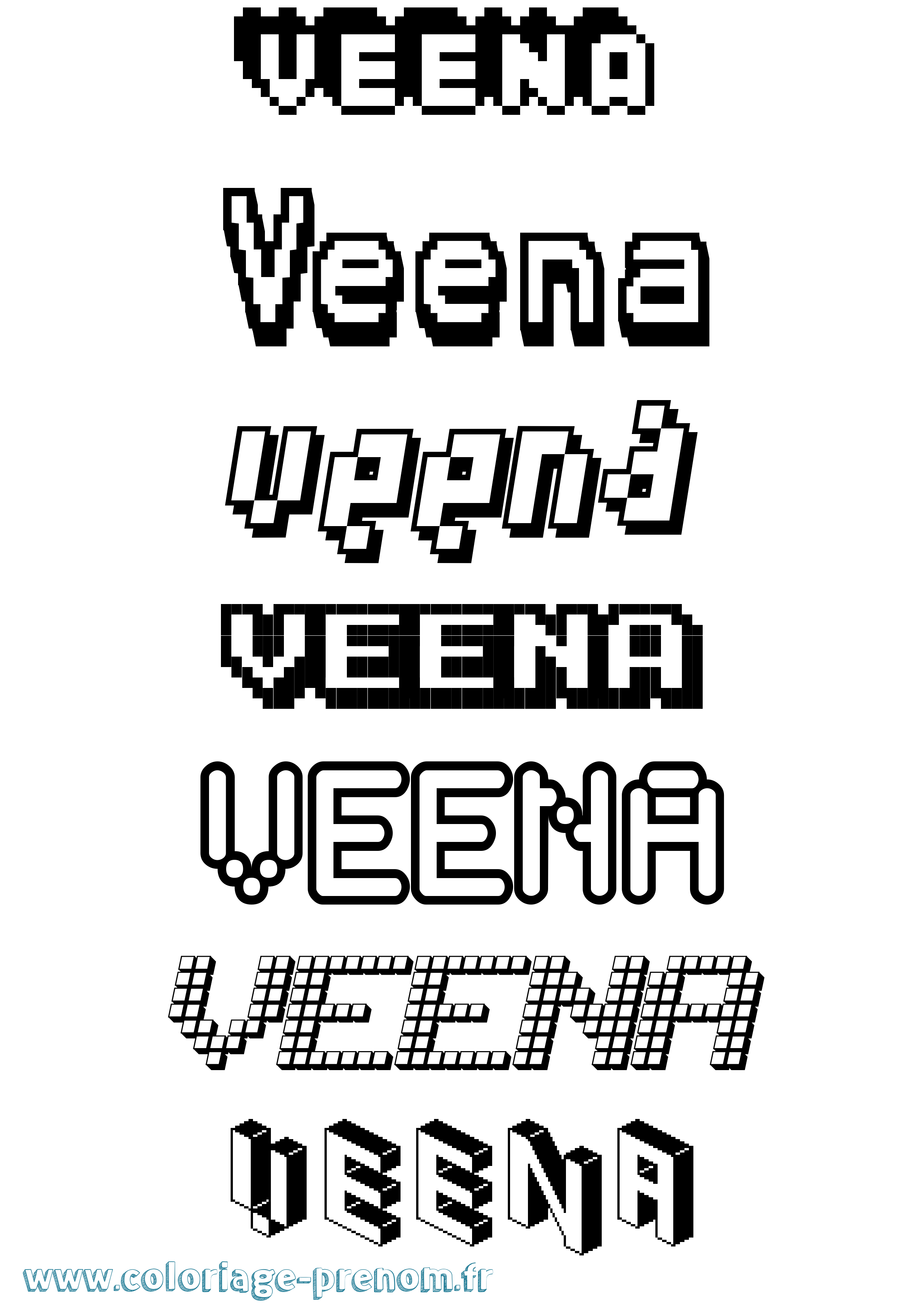 Coloriage prénom Veena Pixel