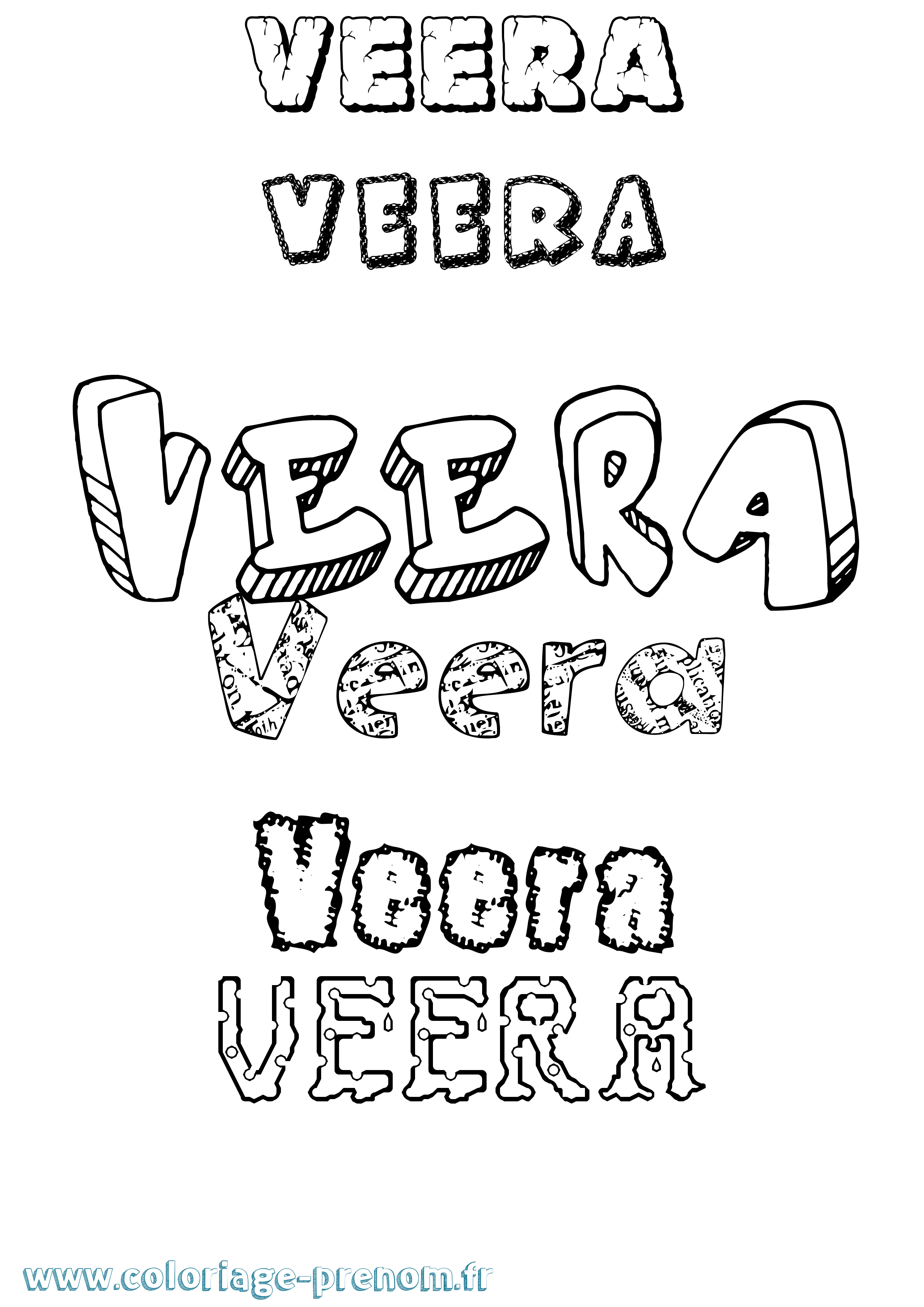 Coloriage Veera Destructuré Coloriage prénom Veera Destructuré