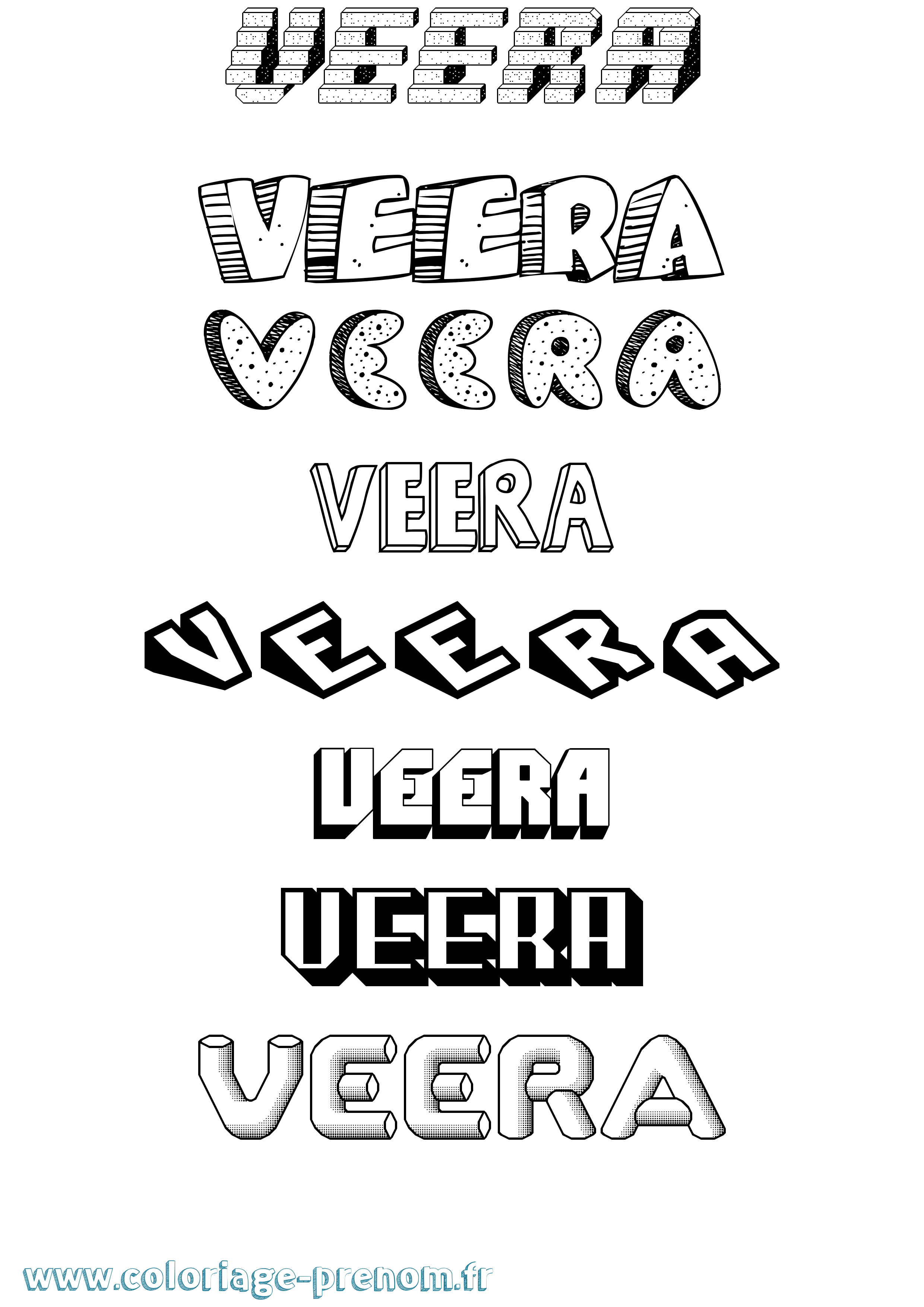 Coloriage Veera Effet 3D Coloriage prénom Veera Effet 3D