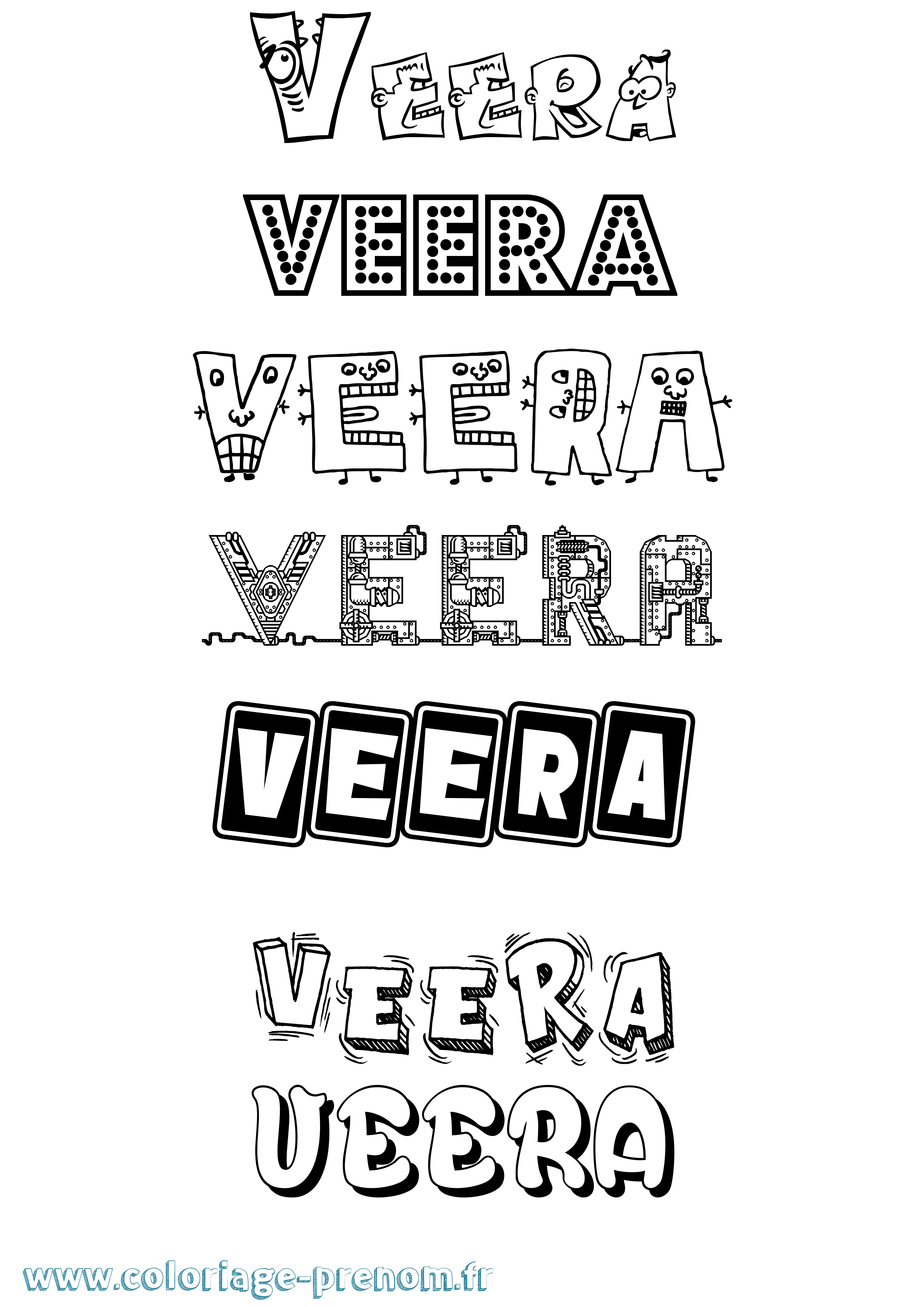 Coloriage Veera Fun Coloriage prénom Veera Fun