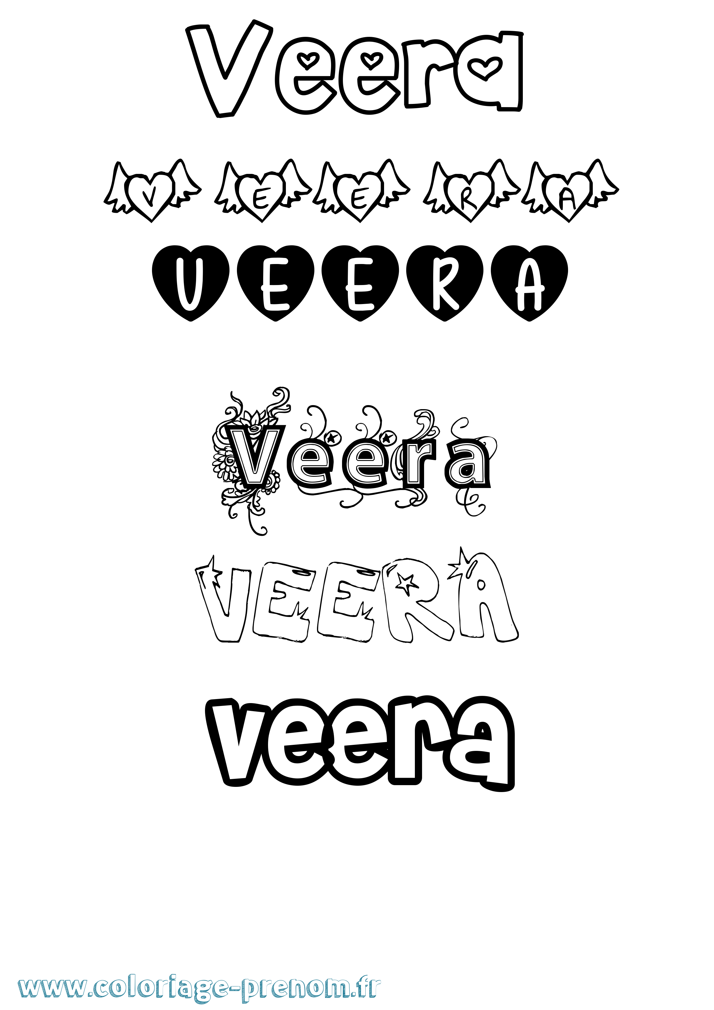 Coloriage Veera Girly Coloriage prénom Veera Girly