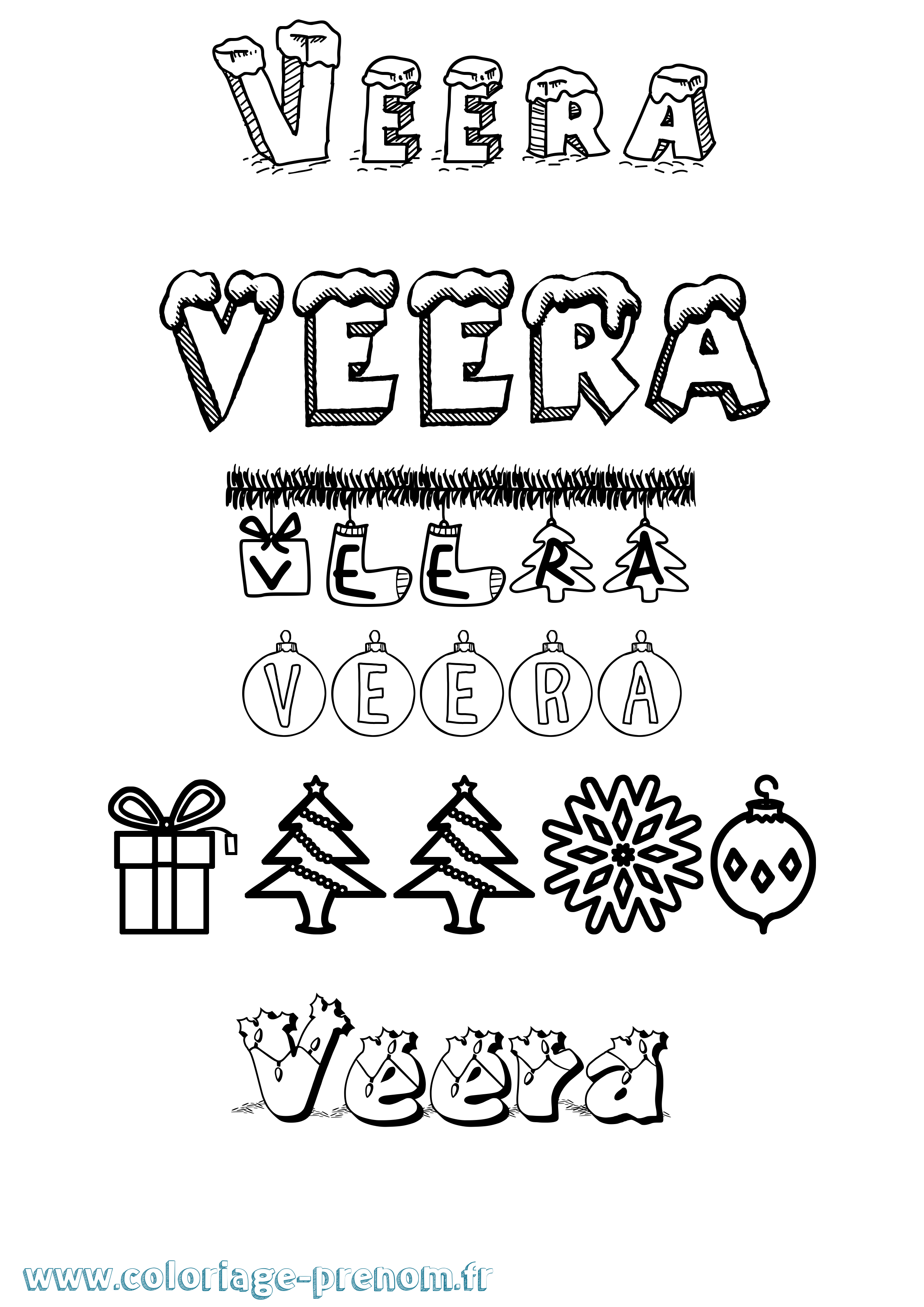 Coloriage Veera Noël Coloriage prénom Veera Noël