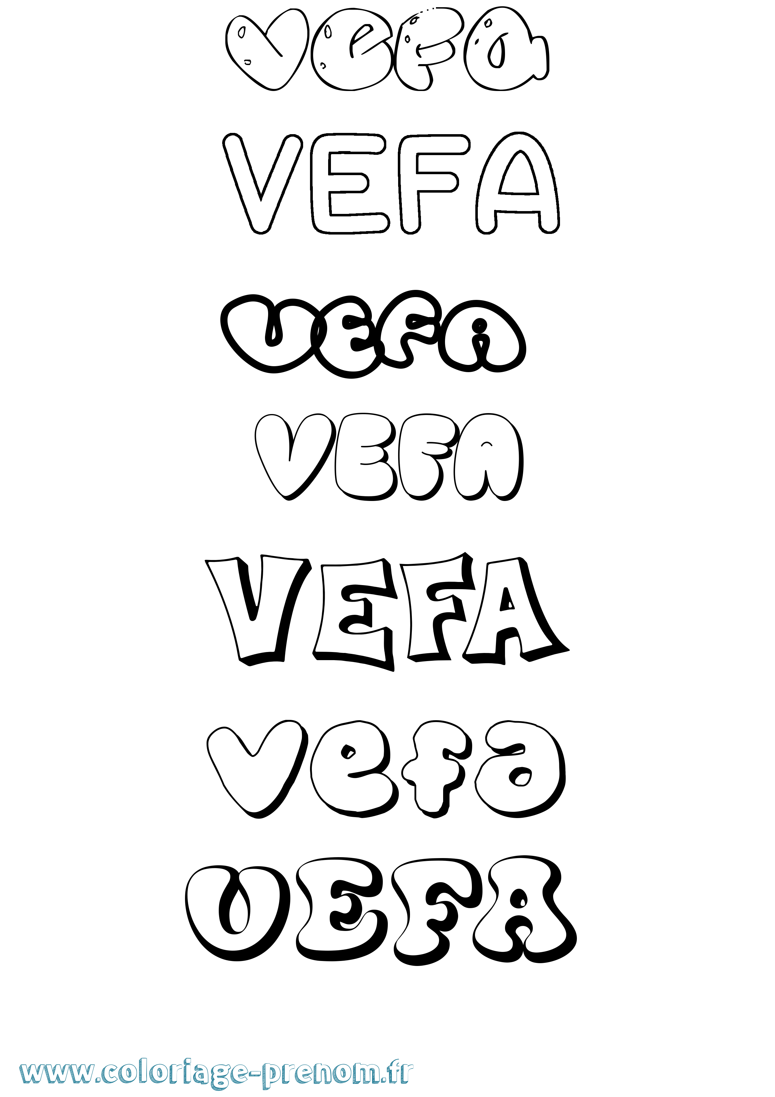 Coloriage Vefa Bubble Coloriage prénom Vefa Bubble