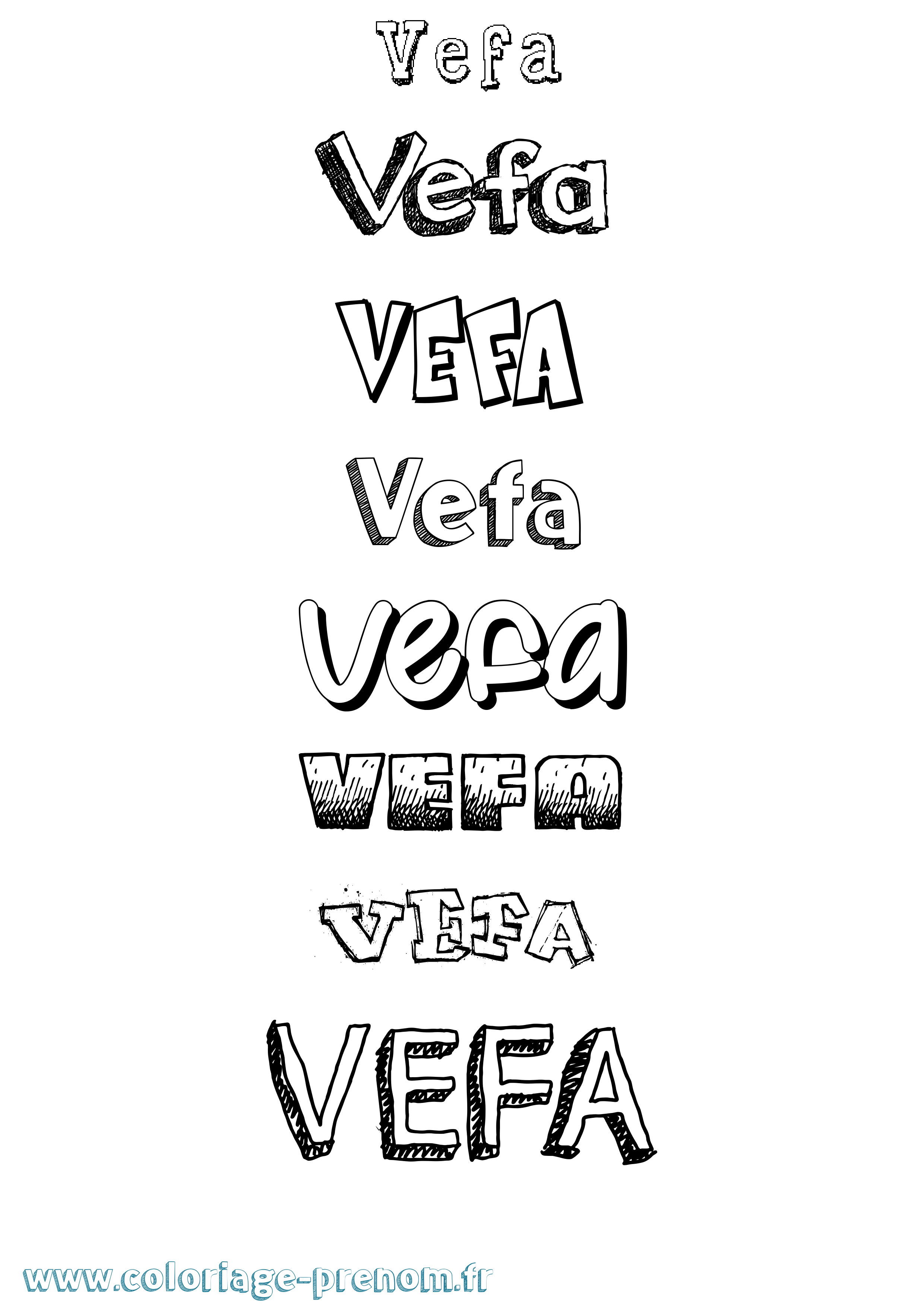 Coloriage Vefa Dessiné Coloriage prénom Vefa Dessiné