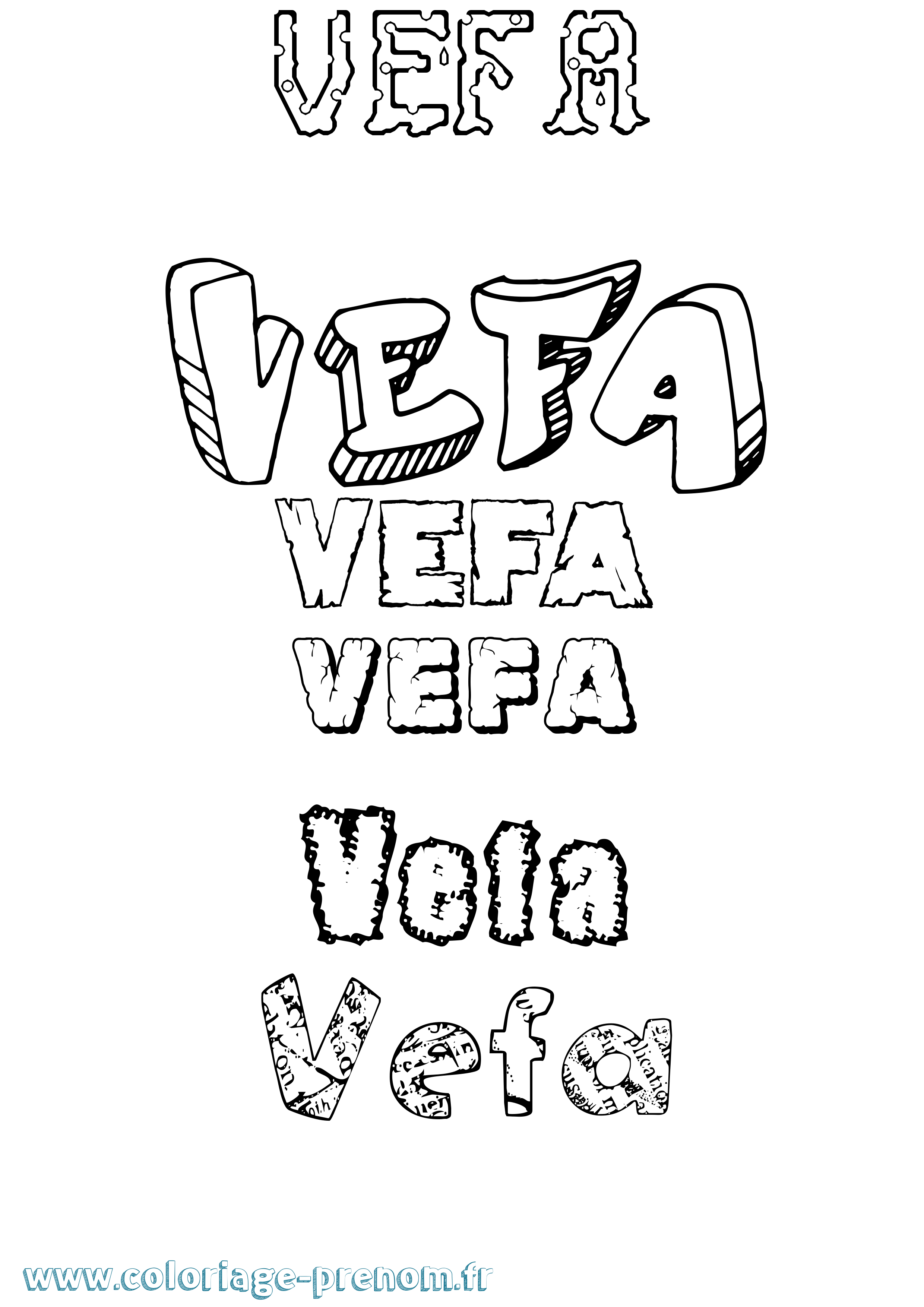 Coloriage Vefa Destructuré Coloriage prénom Vefa Destructuré