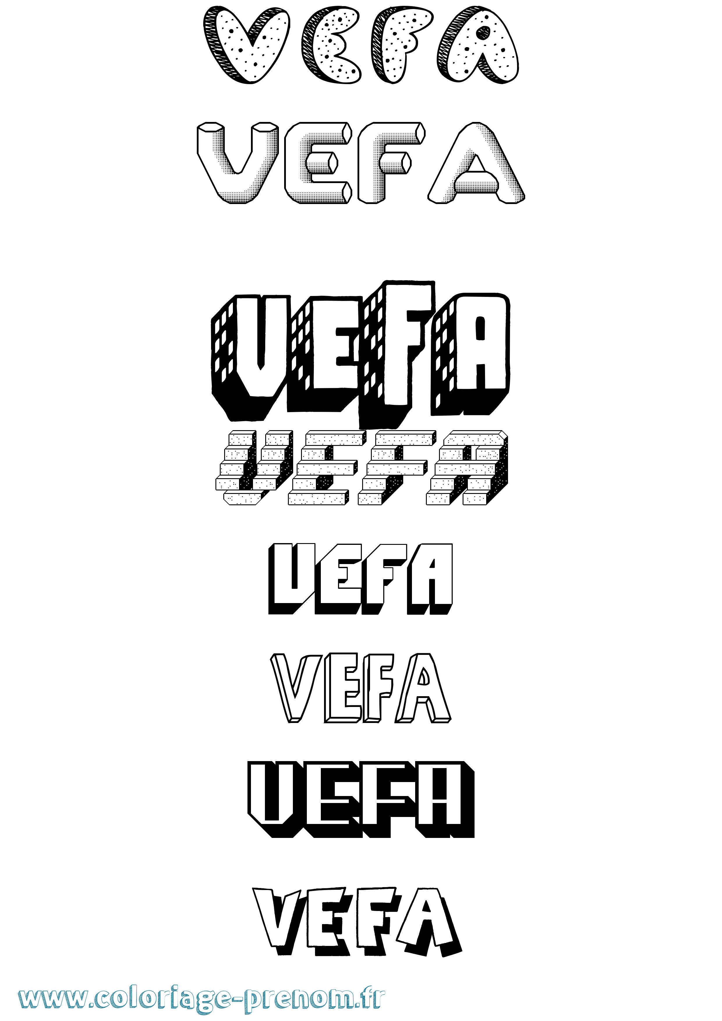 Coloriage Vefa Effet 3D Coloriage prénom Vefa Effet 3D