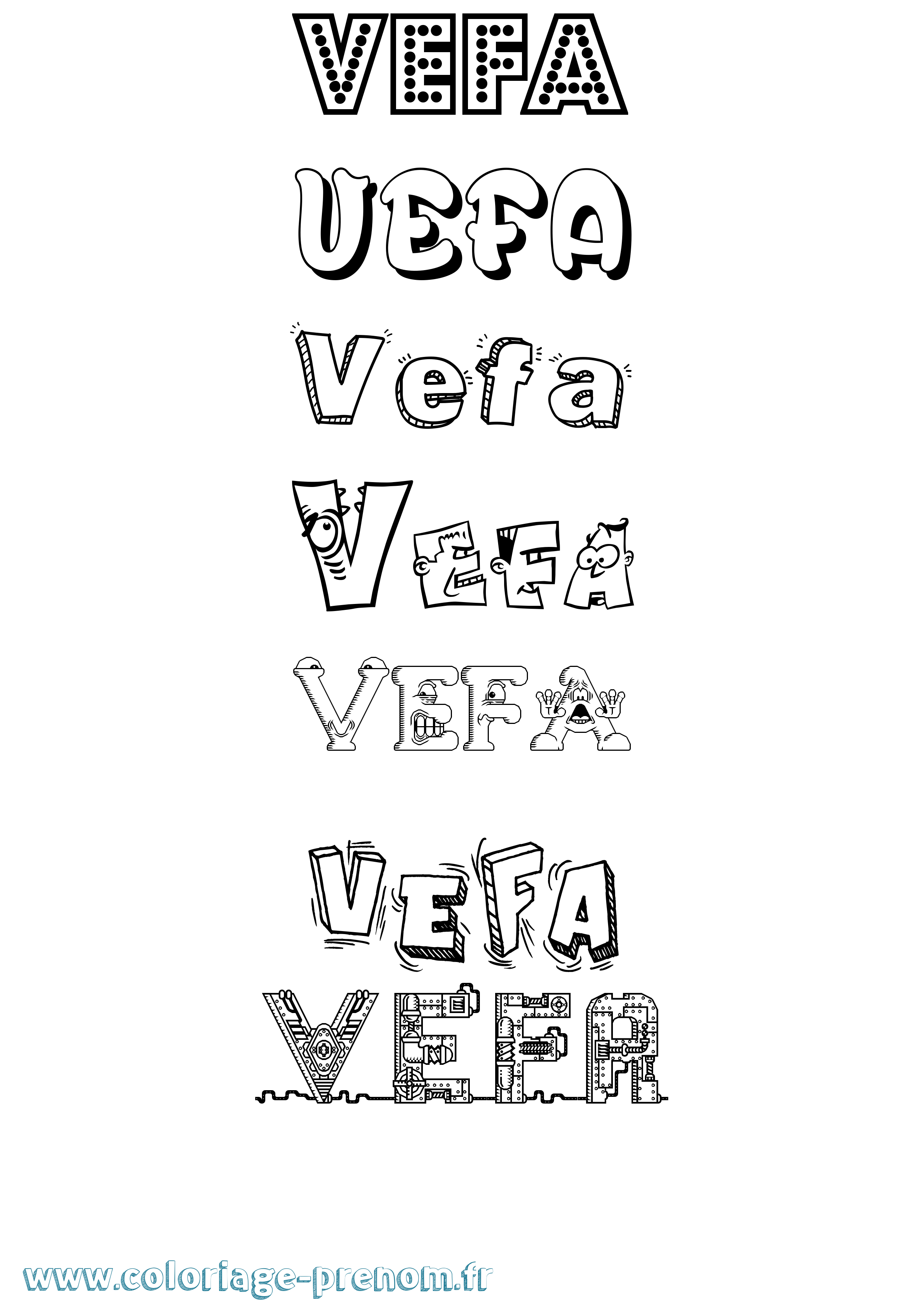 Coloriage Vefa Fun Coloriage prénom Vefa Fun