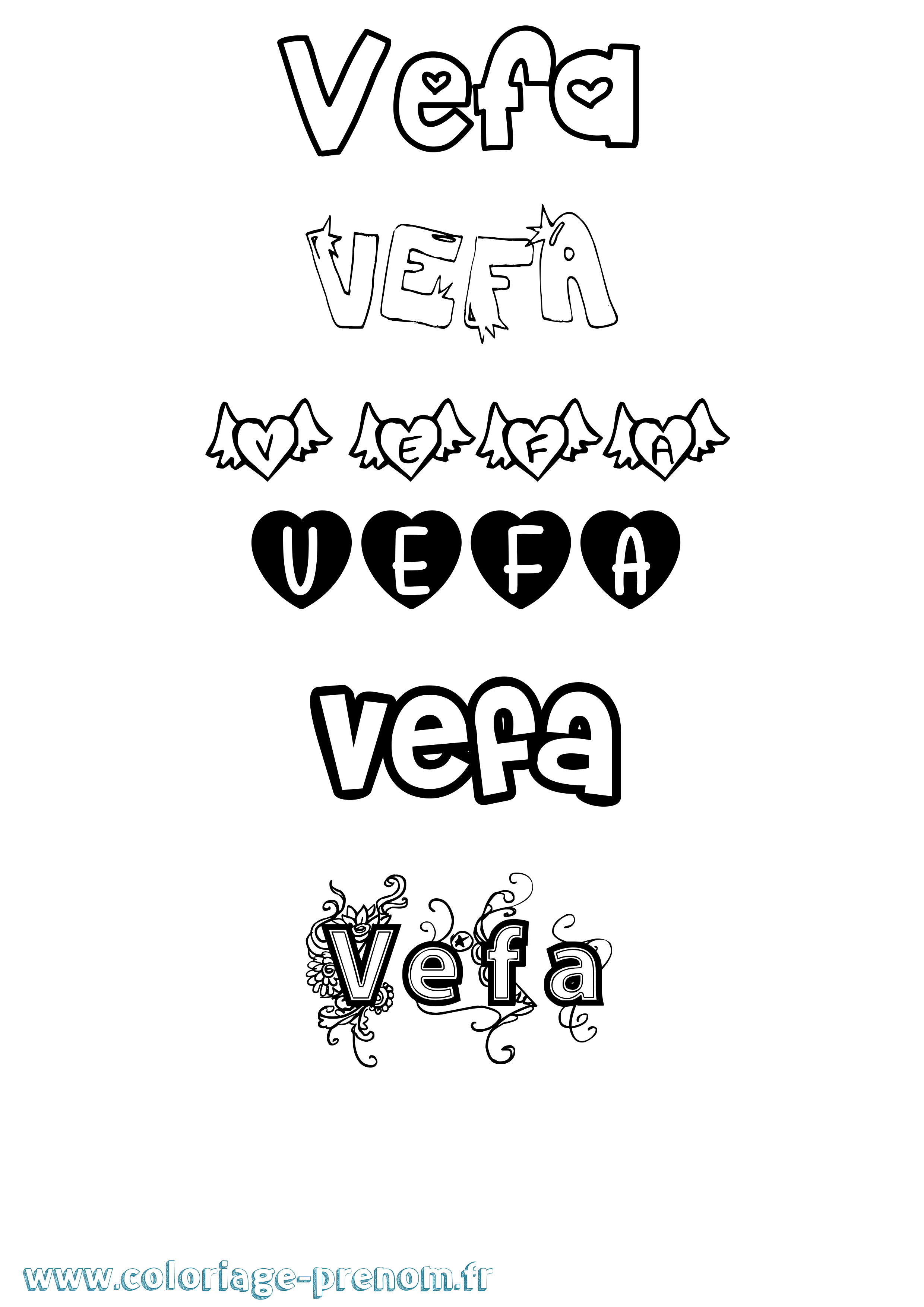 Coloriage Vefa Girly Coloriage prénom Vefa Girly