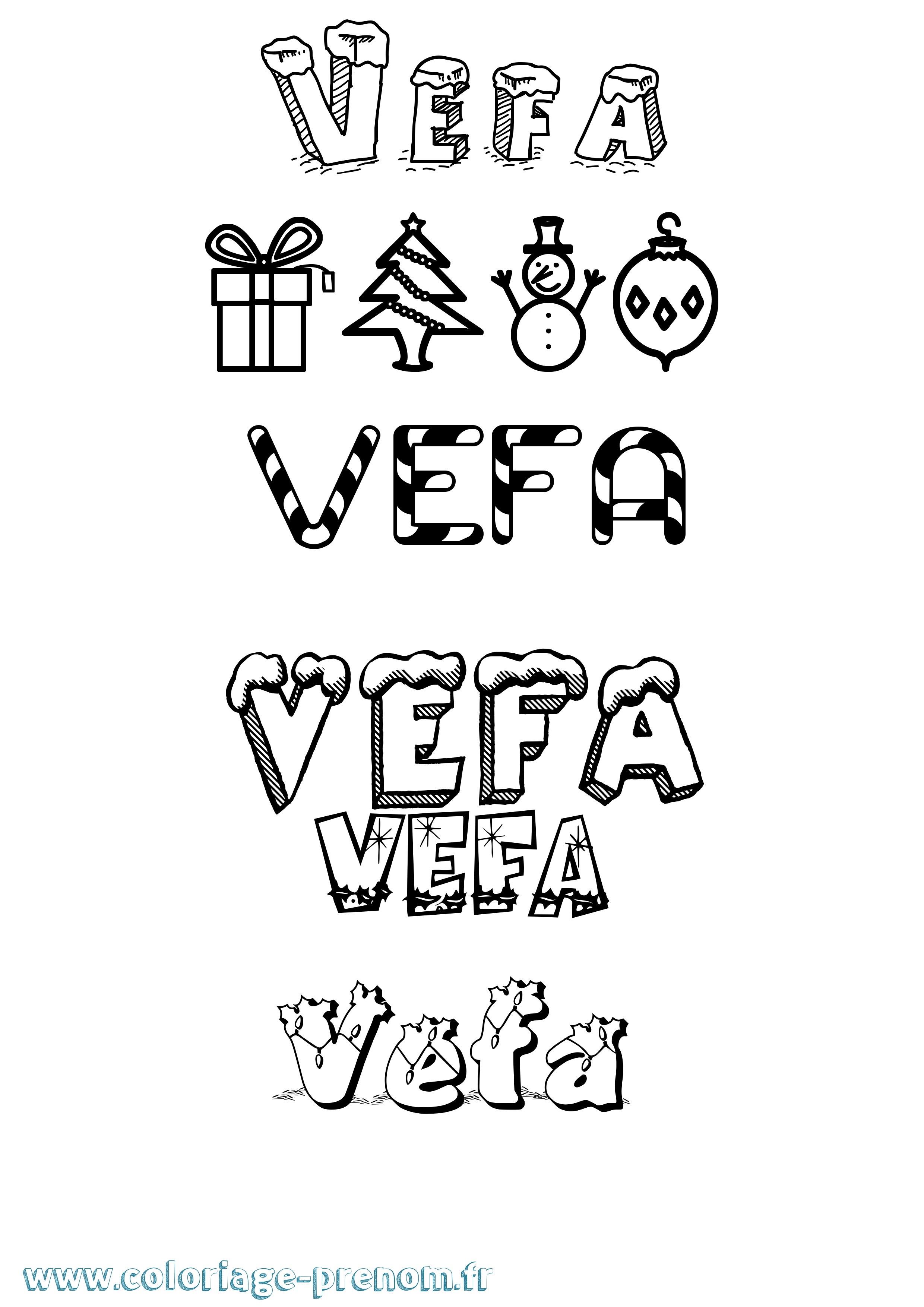 Coloriage Vefa Noël Coloriage prénom Vefa Noël