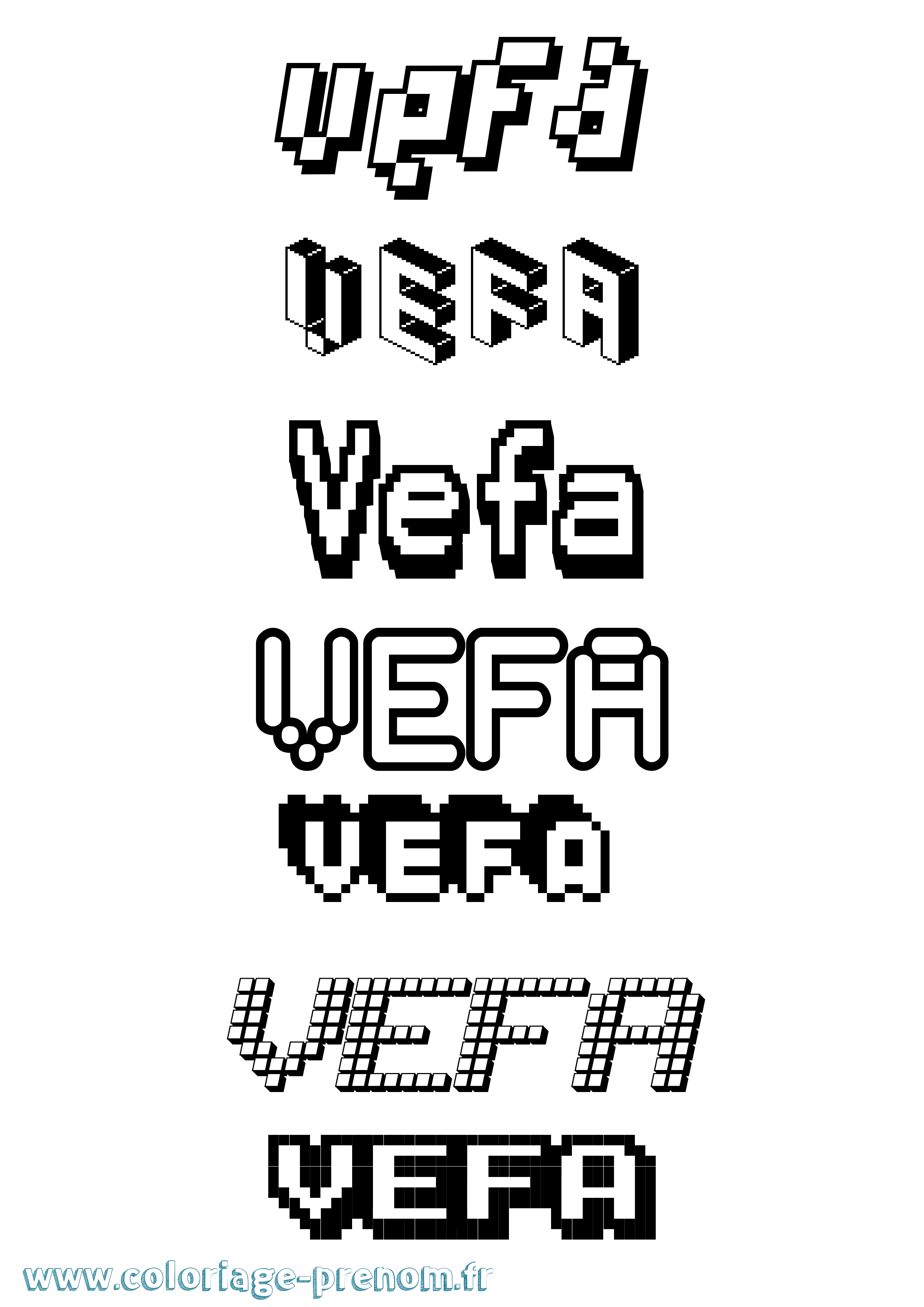 Coloriage Vefa Pixel Coloriage prénom Vefa Pixel