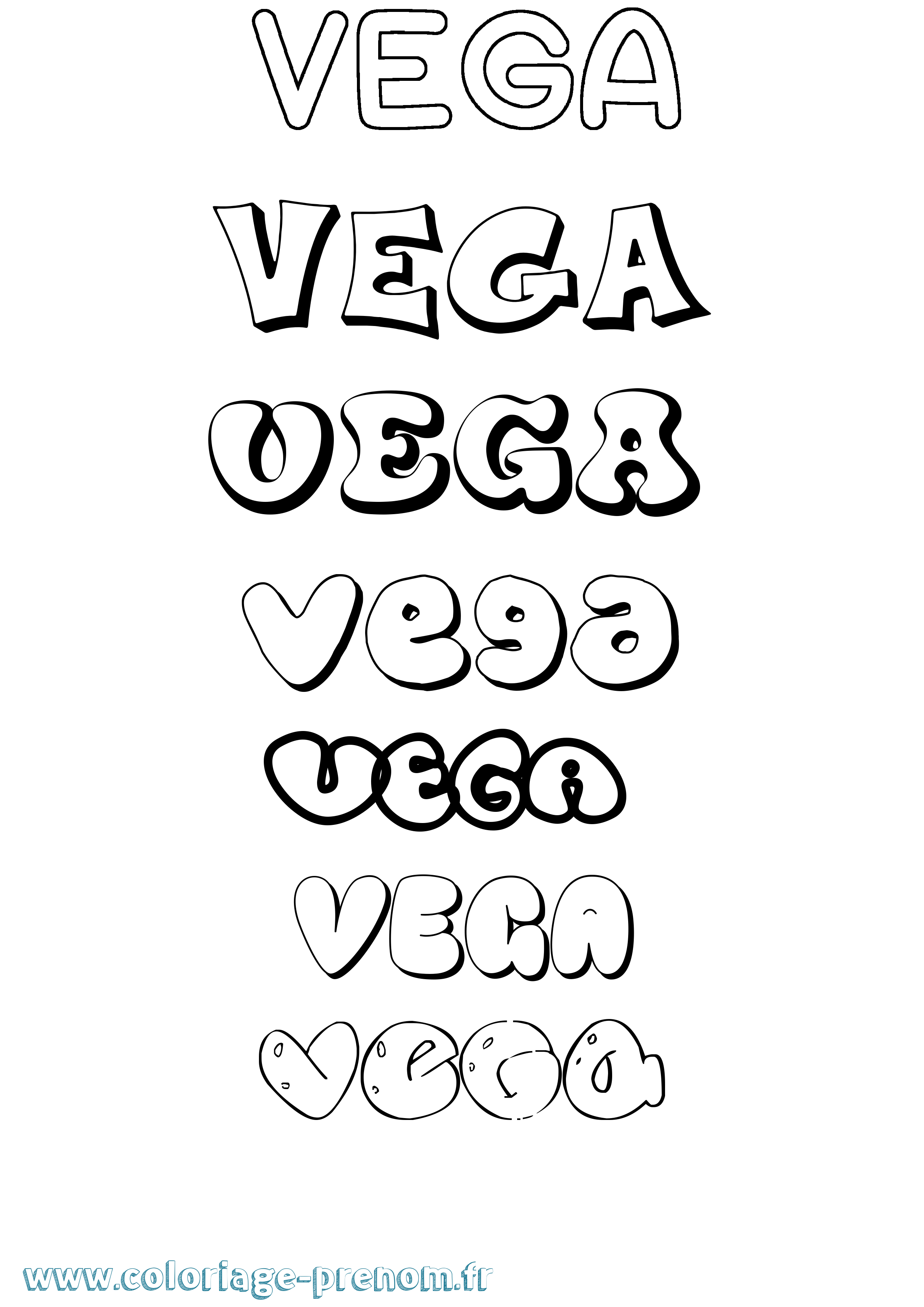 Coloriage prénom Vega Bubble