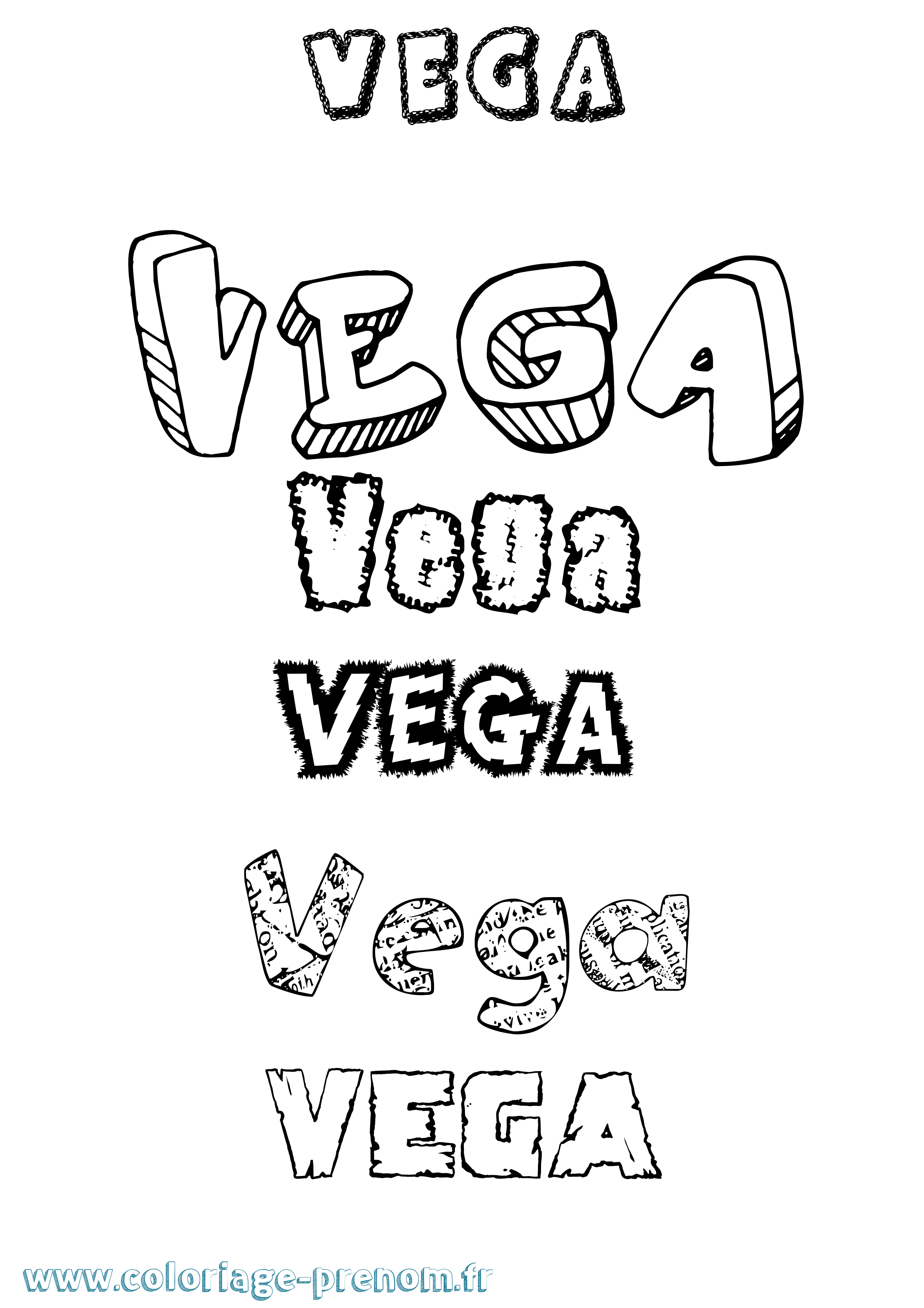 Coloriage Vega Destructuré Coloriage prénom Vega Destructuré