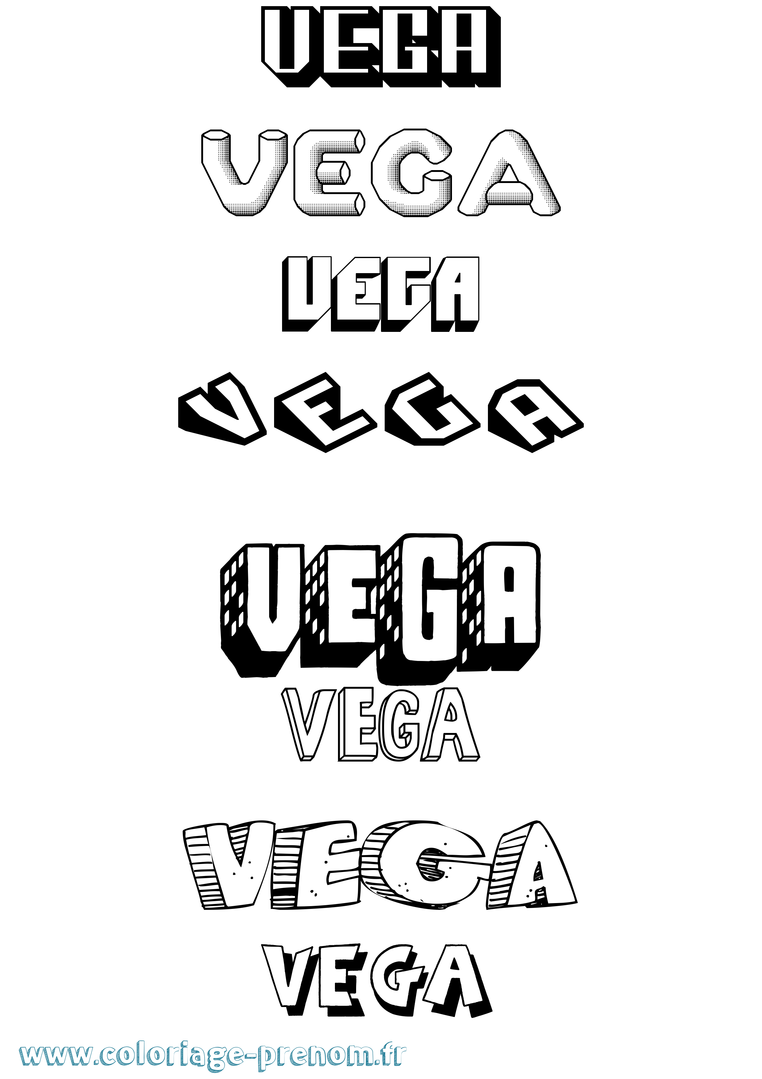 Coloriage Vega Effet 3D Coloriage prénom Vega Effet 3D