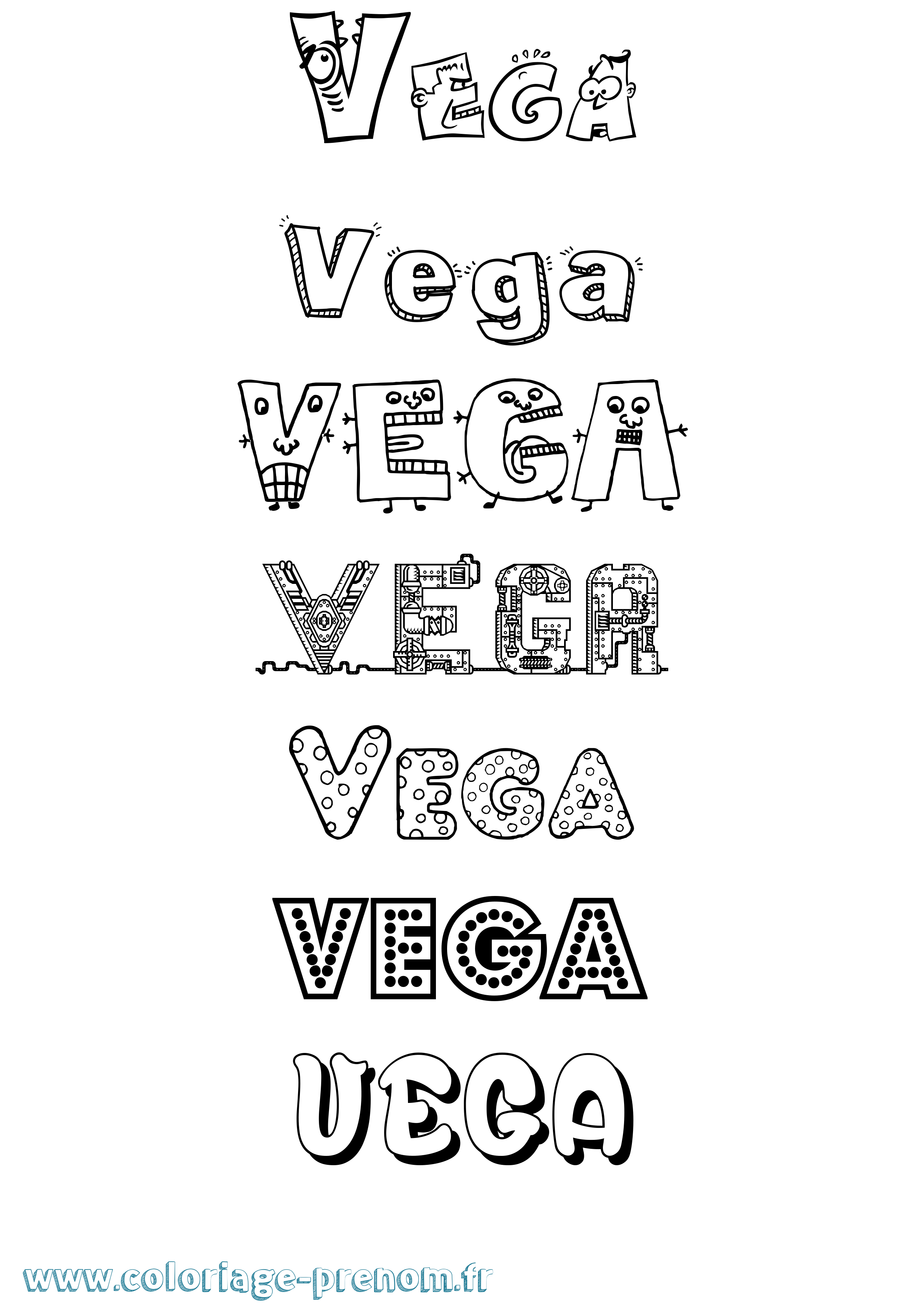 Coloriage prénom Vega Fun