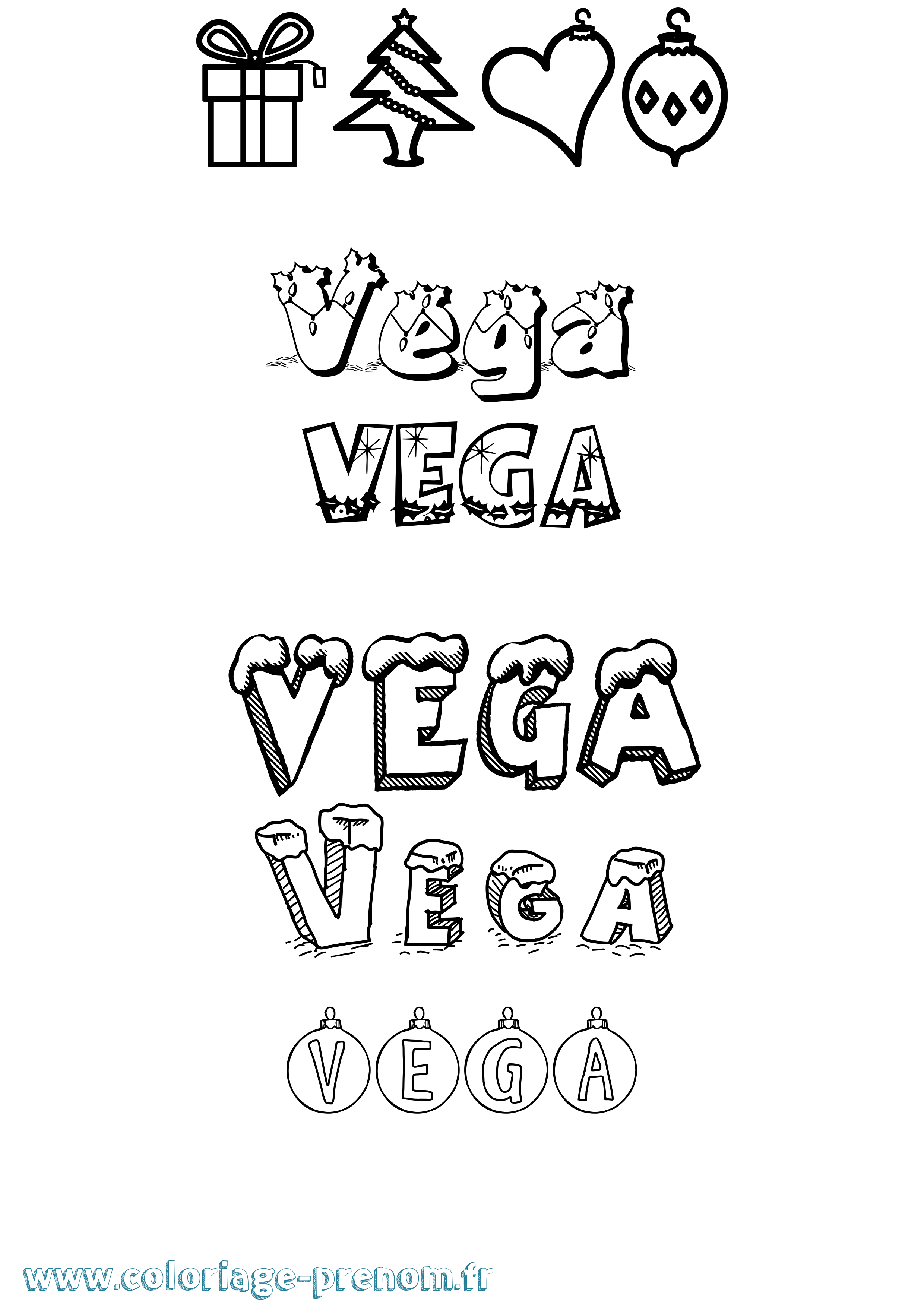 Coloriage prénom Vega Noël