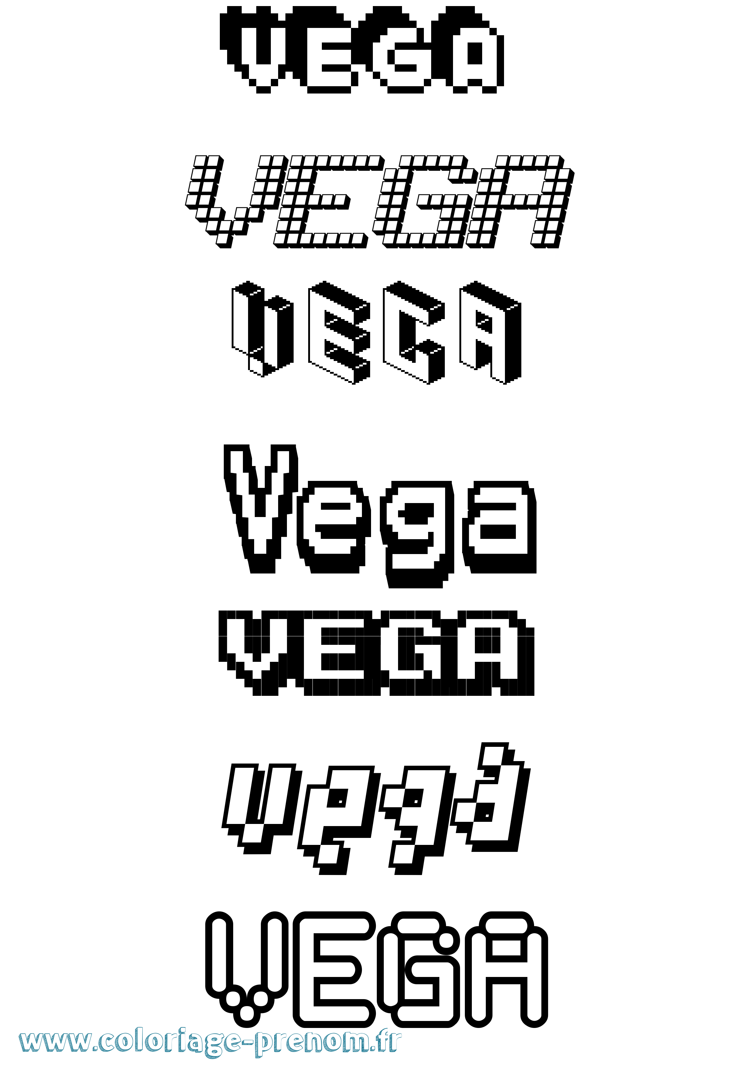 Coloriage Vega Pixel Coloriage prénom Vega Pixel