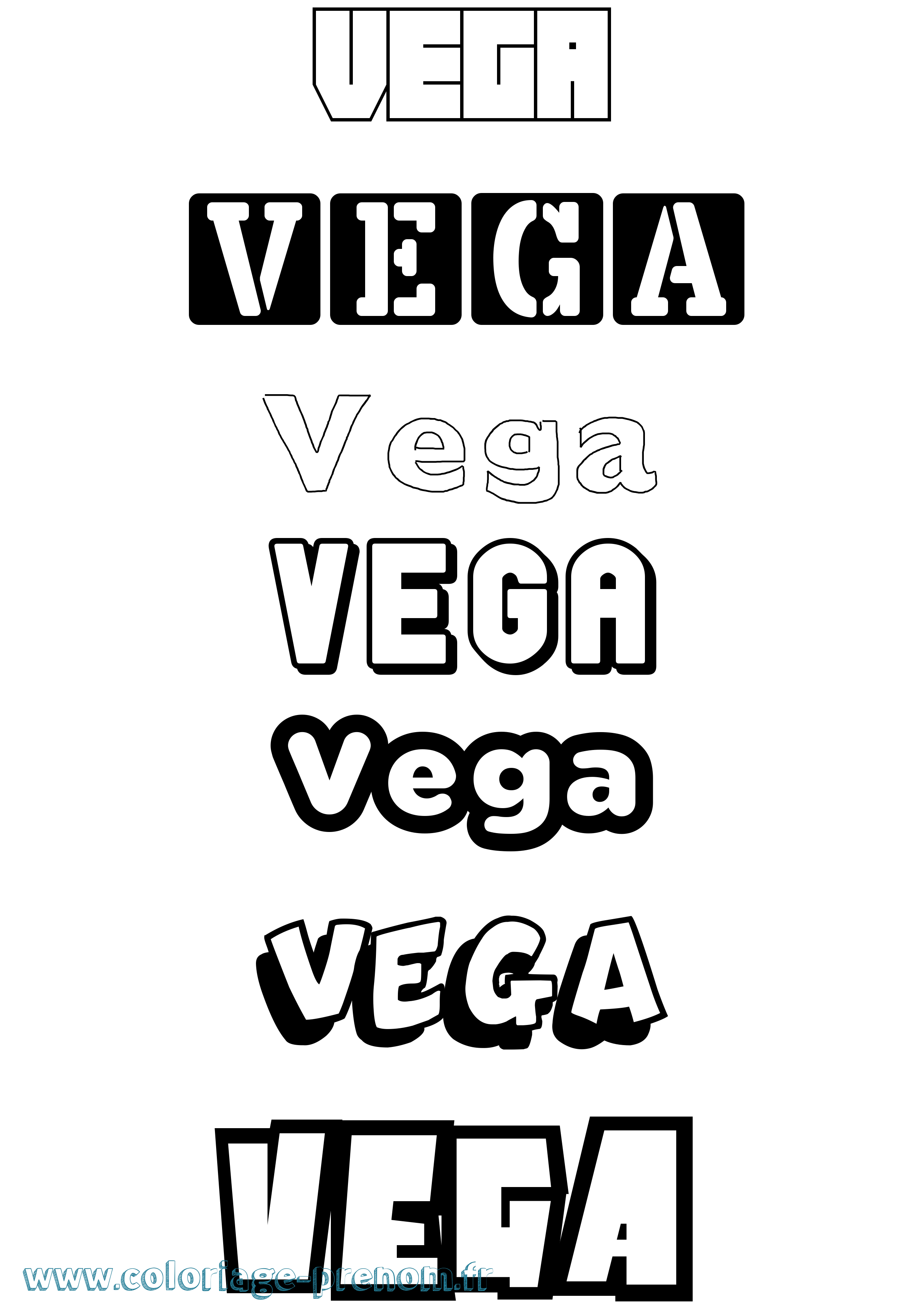 Coloriage prénom Vega Simple