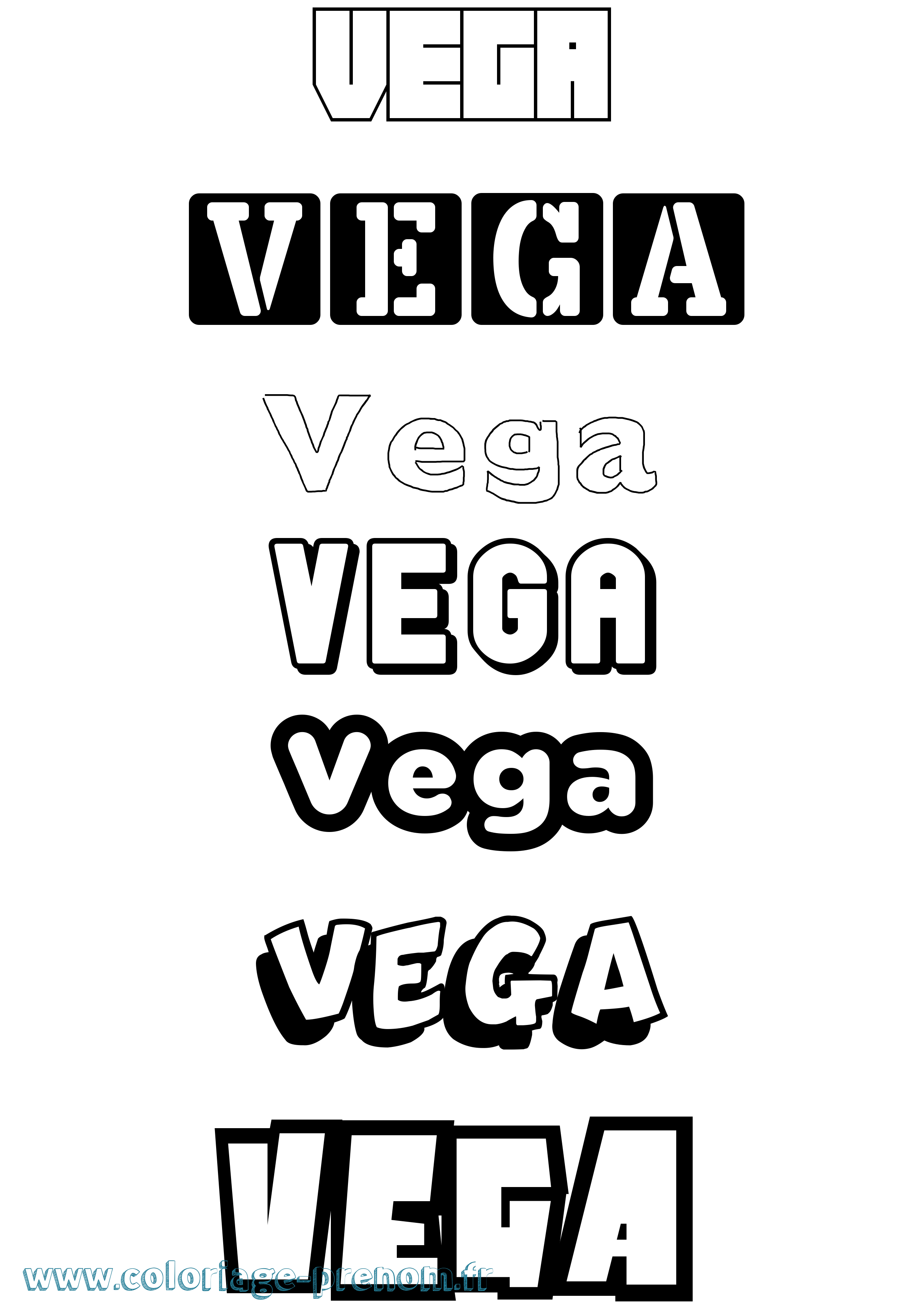 Coloriage Vega Simple Coloriage prénom Vega Simple