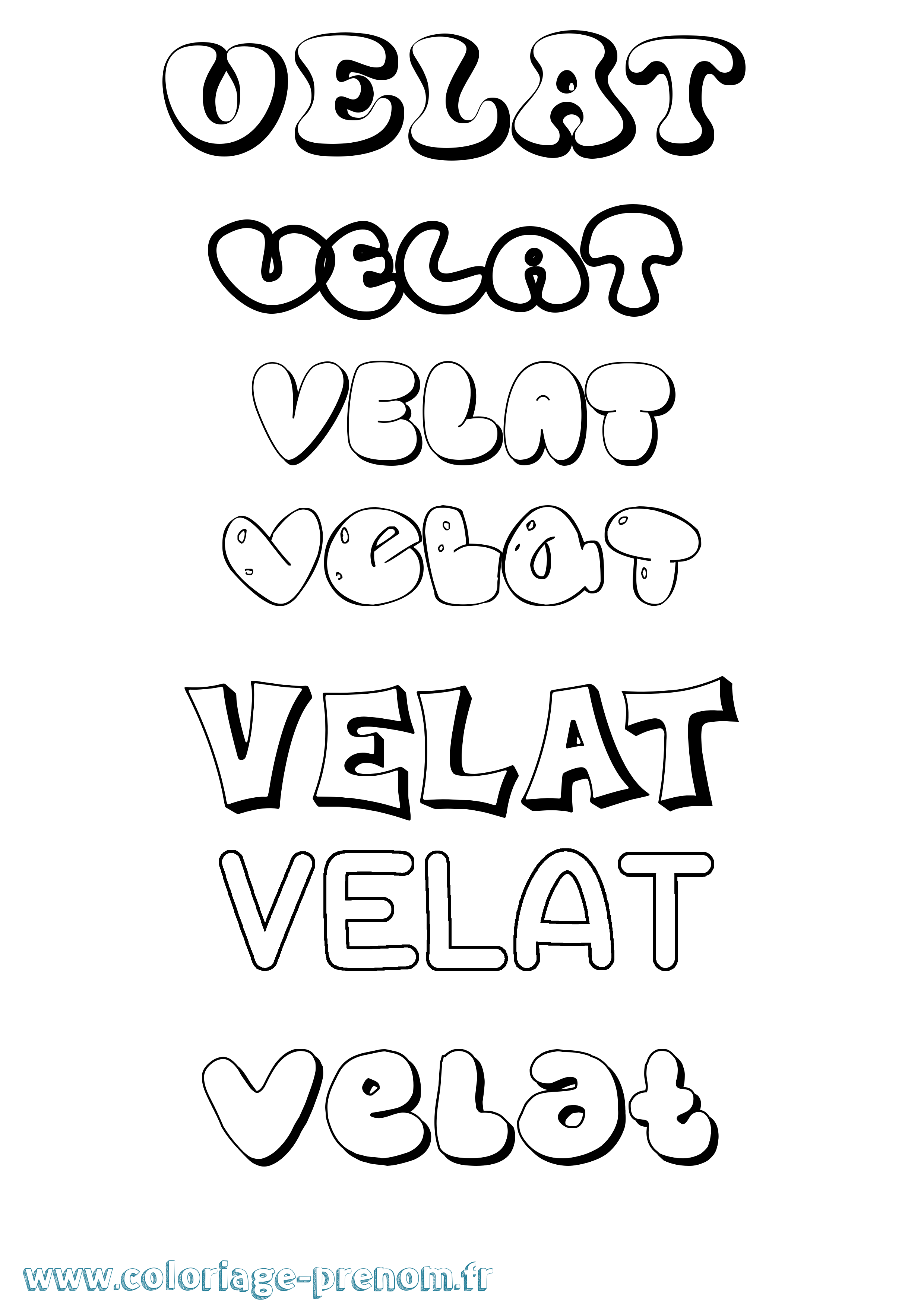 Coloriage prénom Velat Bubble