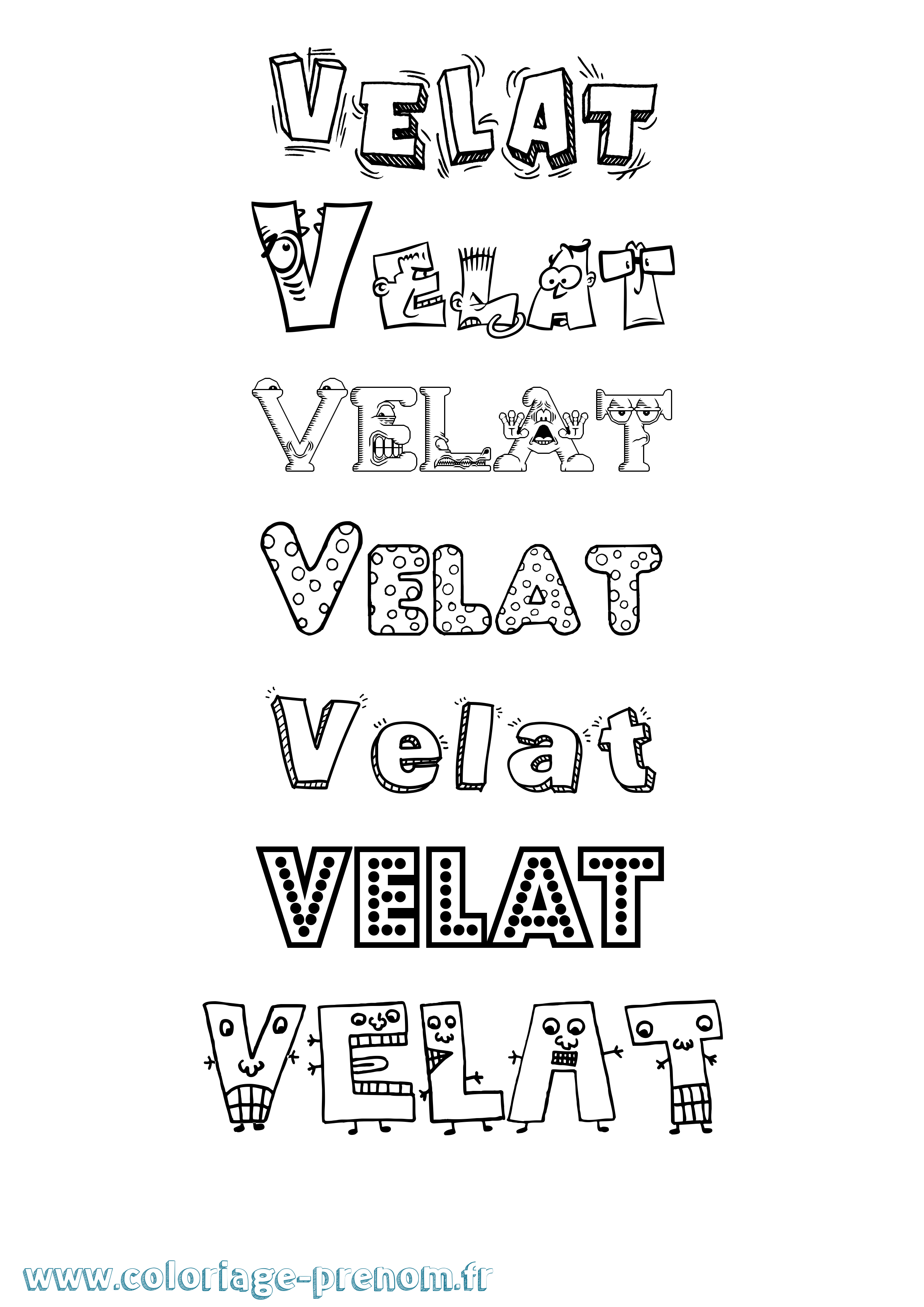 Coloriage prénom Velat Fun