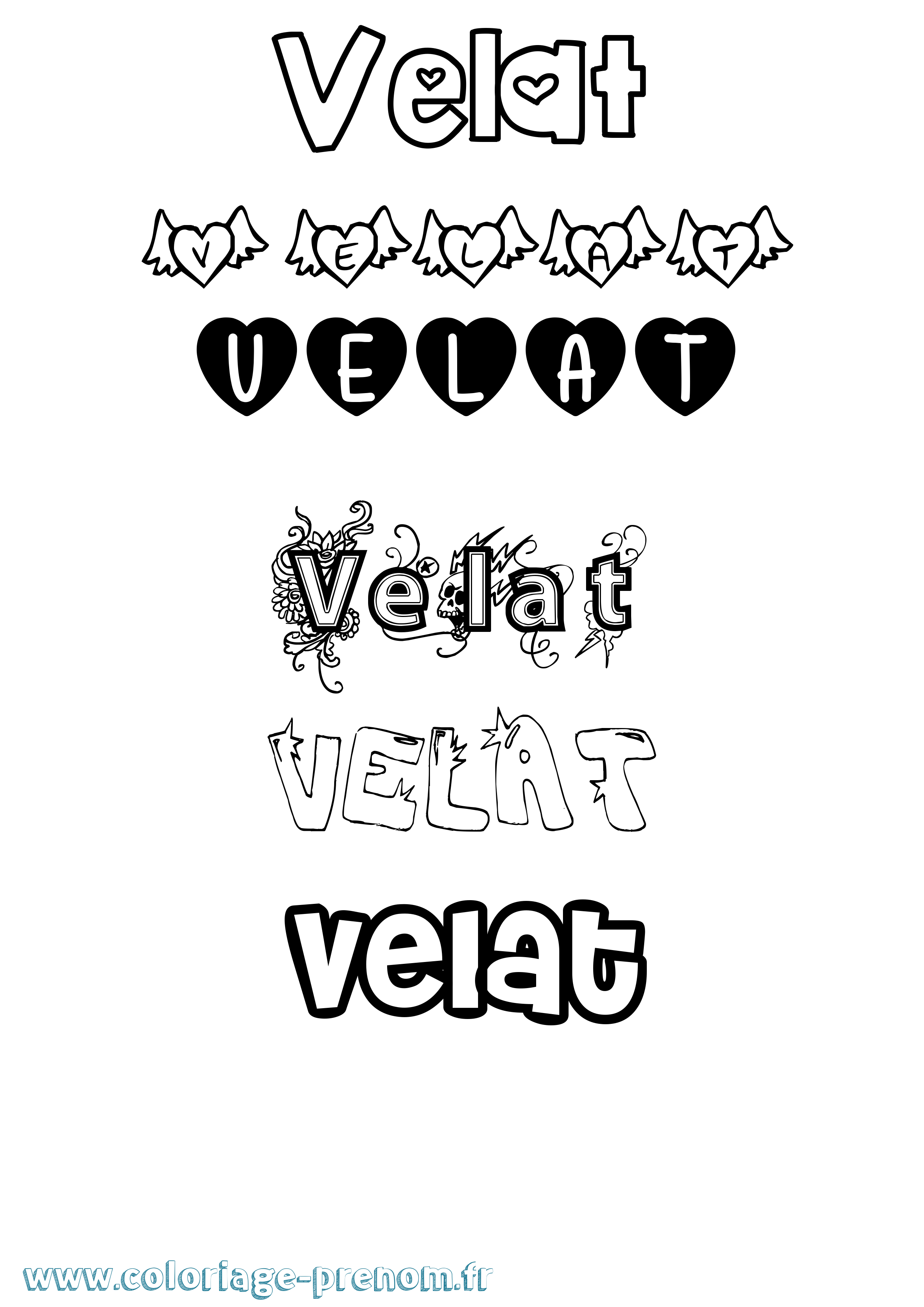 Coloriage prénom Velat Girly