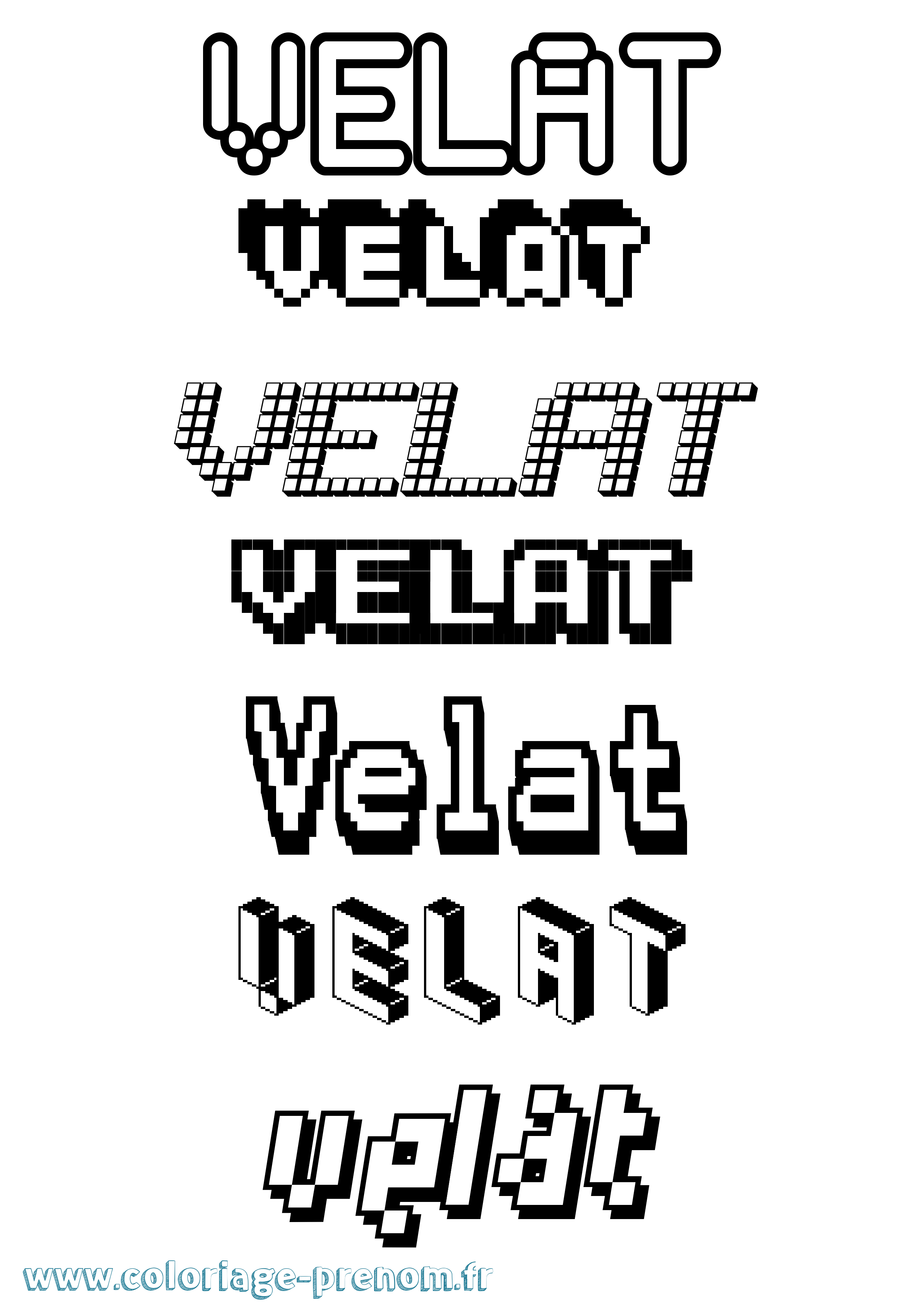 Coloriage prénom Velat Pixel