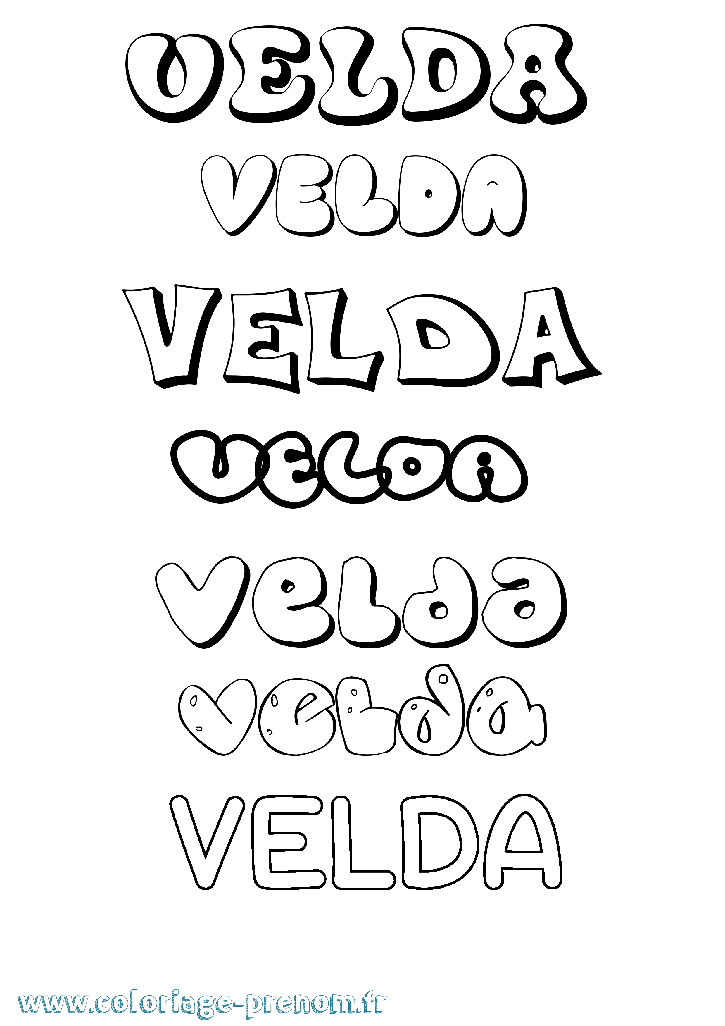 Coloriage prénom Velda Bubble