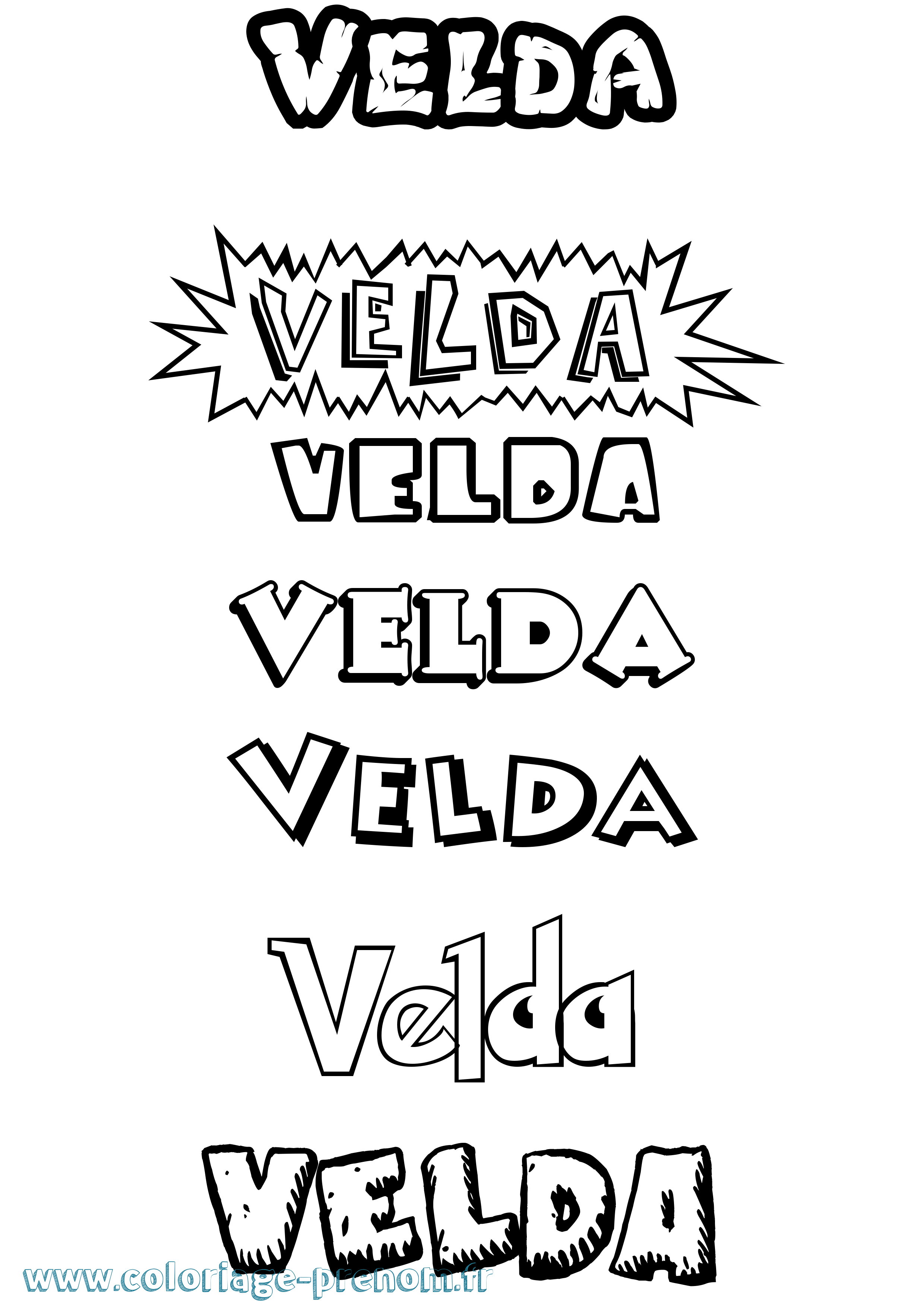 Coloriage Velda Dessin Animé Coloriage prénom Velda Dessin Animé