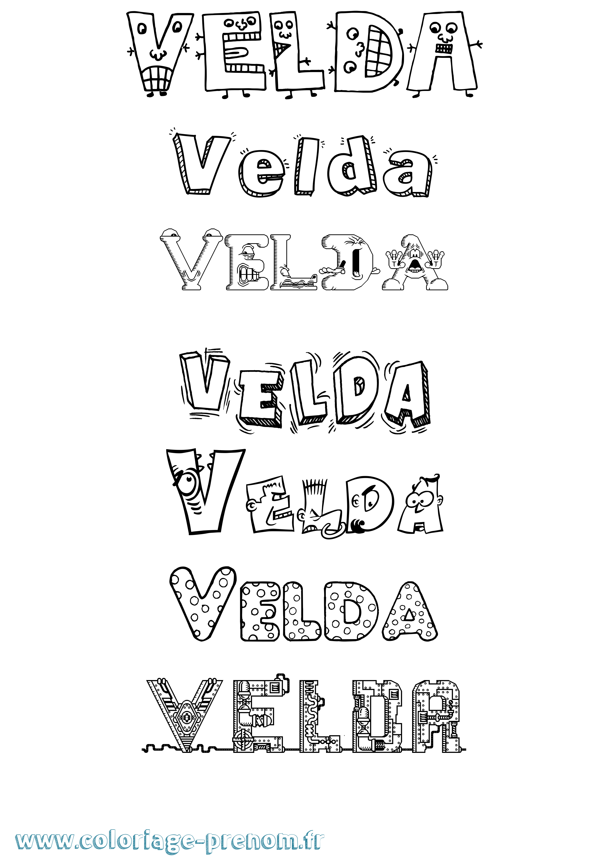 Coloriage Velda Fun Coloriage prénom Velda Fun