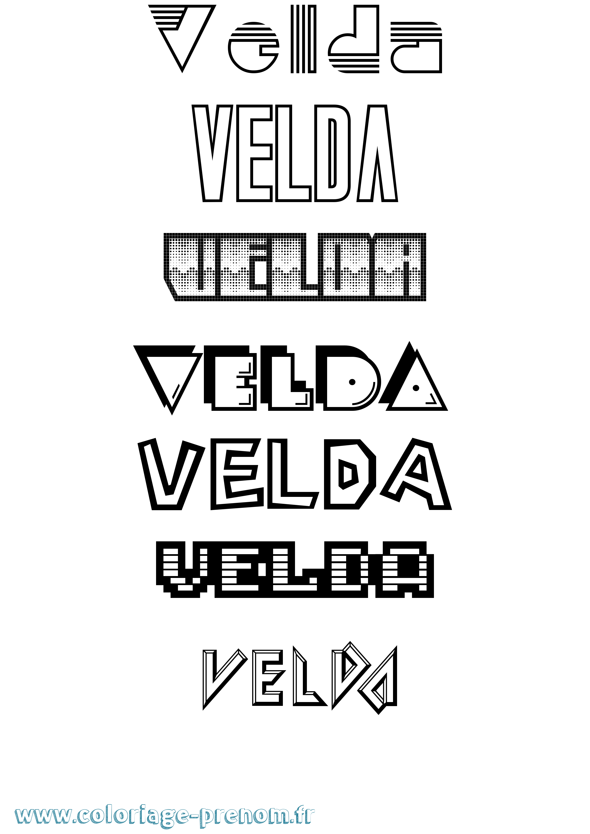 Coloriage Velda Jeux Vidéos Coloriage prénom Velda Jeux Vidéos